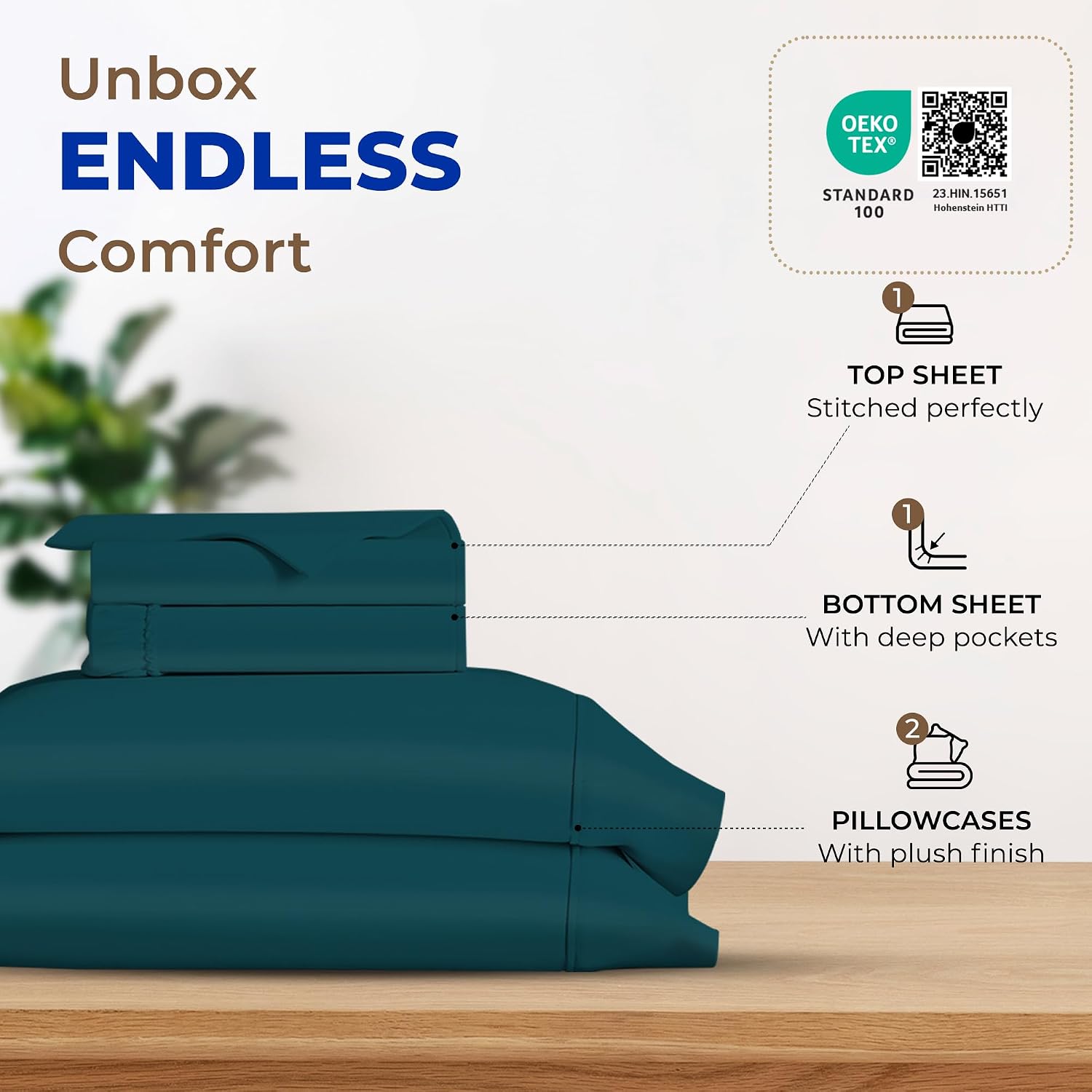 JUEGO DE SÁBANAS THREAD SPREAD EGYPTIAN COTTON KING 4 PIEZAS VERDE AZULADO 16' PROFUNDIDAD - 4