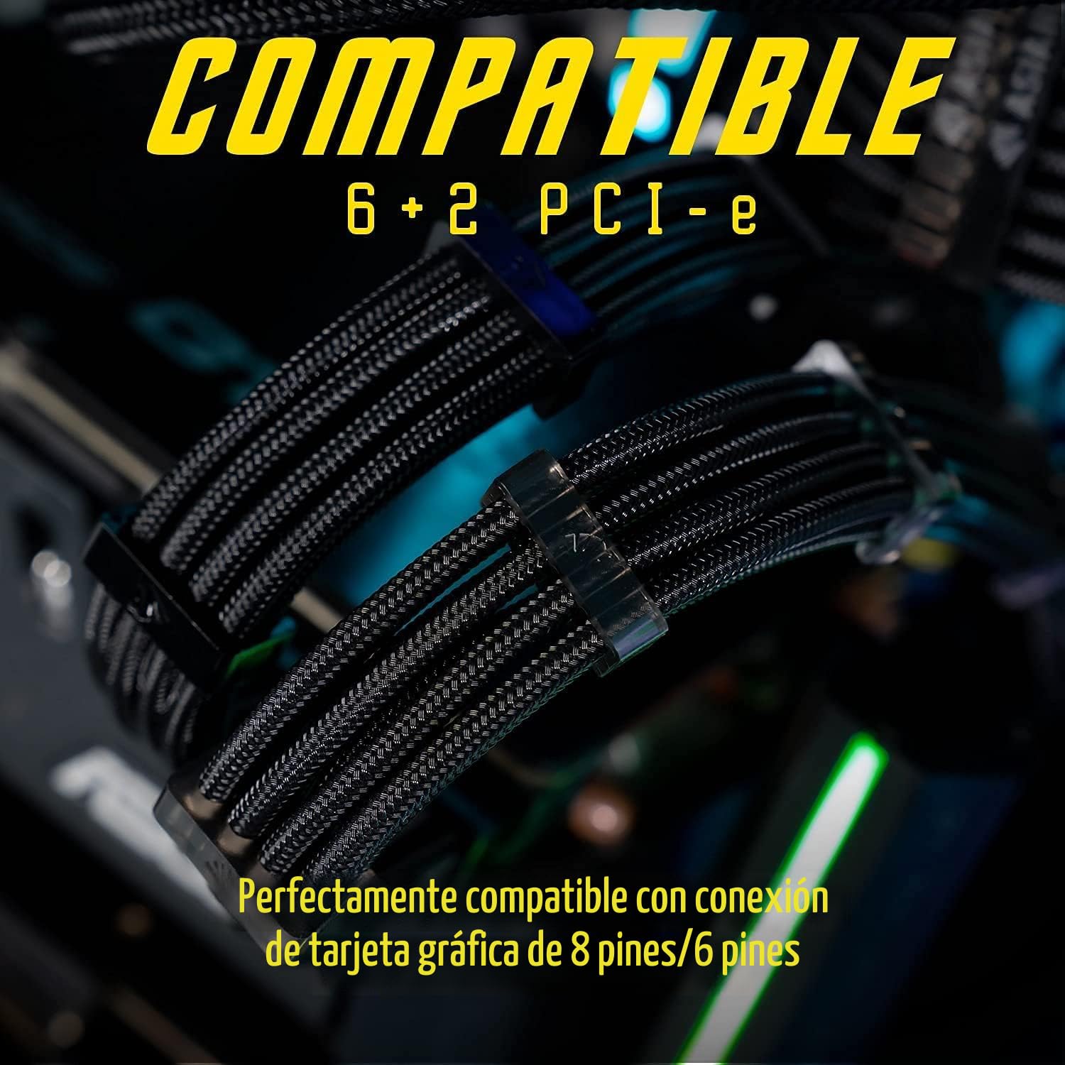 CABLE EXTENSOR DE PODER ASIAHORSE 16AWG 30CM NEGRO Y ROSA PARA GPU Y PC - 5