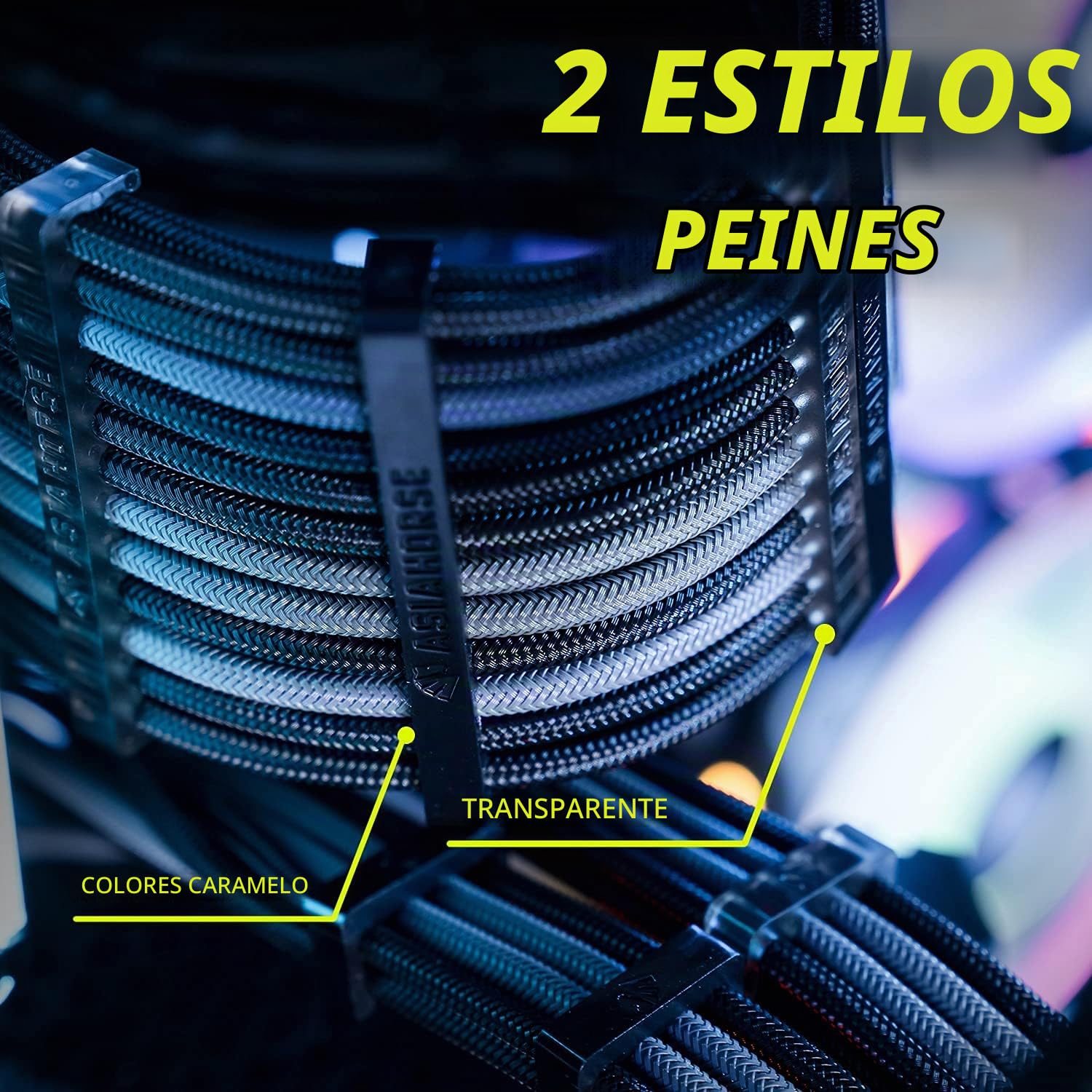 CABLE EXTENSOR DE PODER ASIAHORSE 16AWG 30CM NEGRO Y ROSA PARA PC GPU PSU - 5