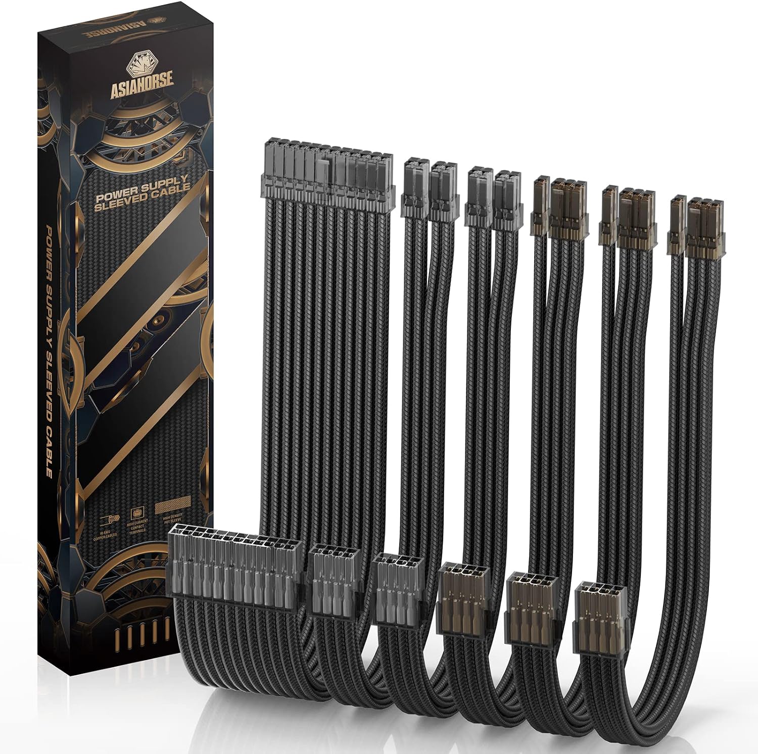 KIT DE EXTENSIÓN DE CABLES PARA FUENTE DE PODER ASIAHORSE 6KIT PRO CLEAR SERIES - 1