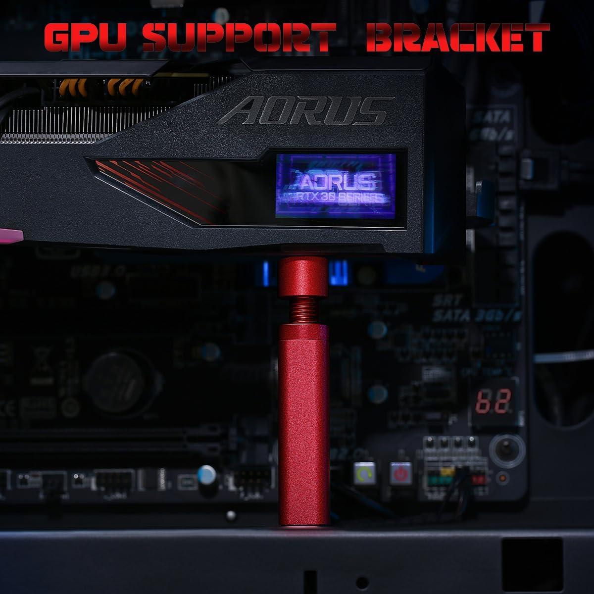 SOPORTE PARA TARJETA GRÁFICA AVERZELLA GPU SAG HOLDER BRACKET ALUMINIO ROJO L - 2
