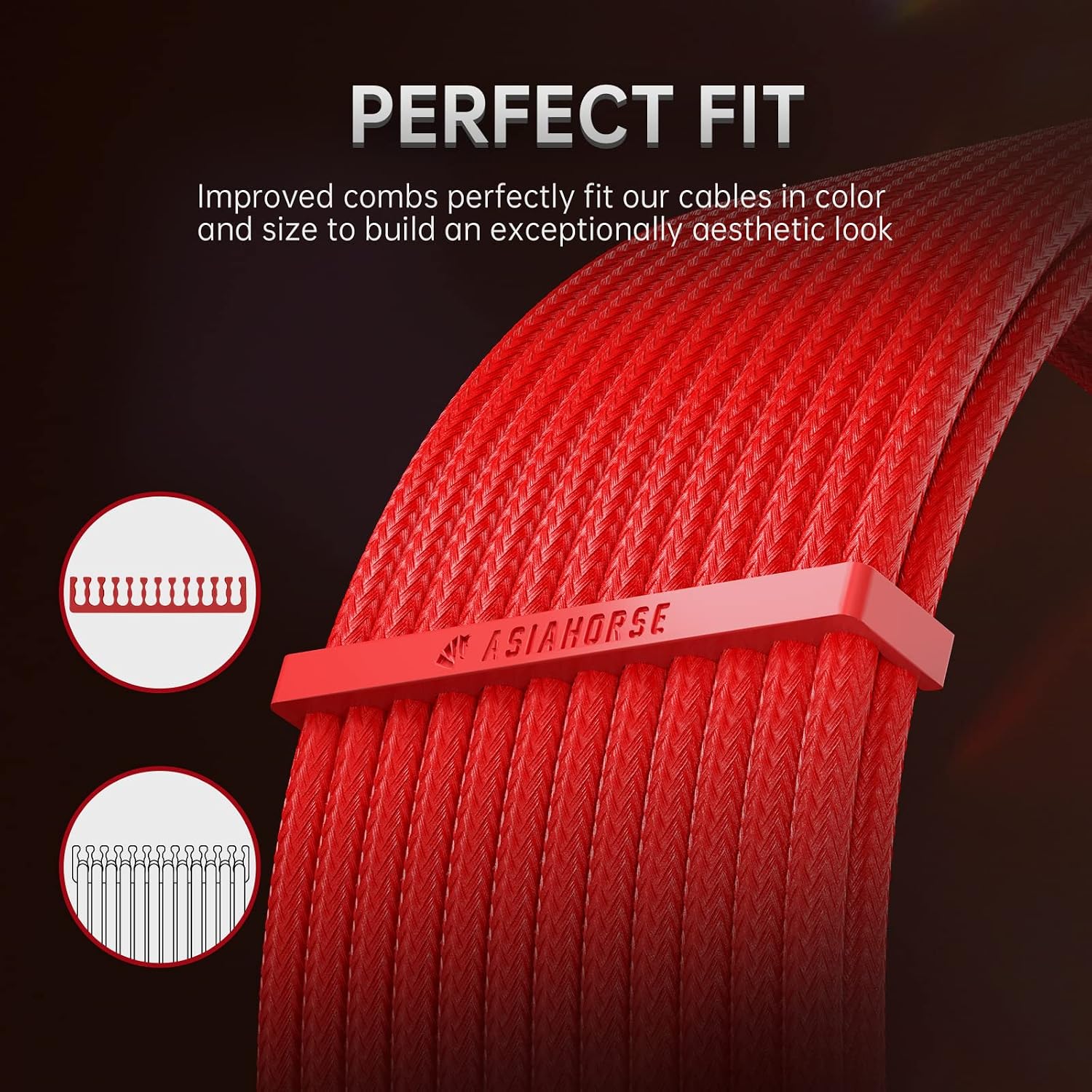 CABLE EXTENSOR PARA FUENTE DE PODER ASIAHORSE 16AWG 1X24PIN/2X4+4 EPS/3X6+2 PCI-E 30CM ROJO DUAL EPS - 4