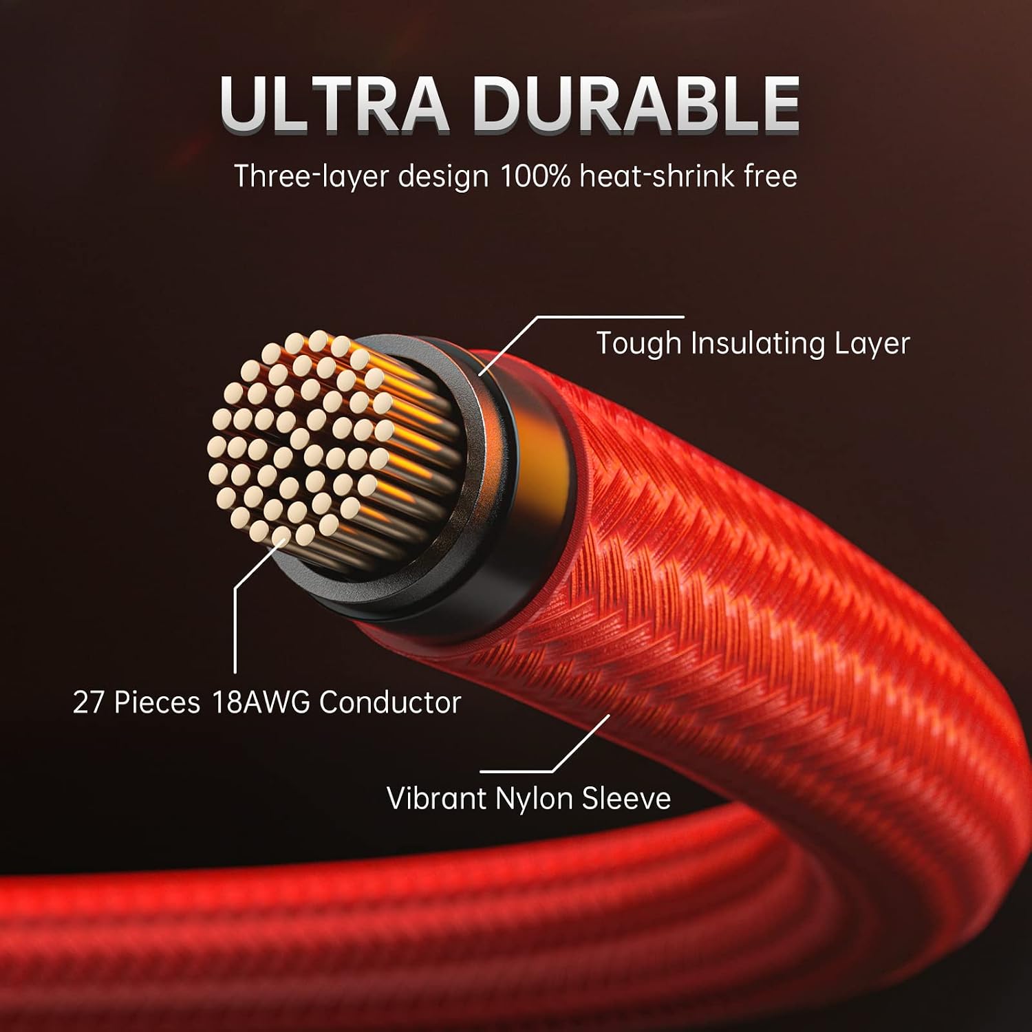 CABLE EXTENSOR PARA FUENTE DE PODER ASIAHORSE 16AWG 1X24PIN/2X4+4 EPS/3X6+2 PCI-E 30CM ROJO DUAL EPS - 5