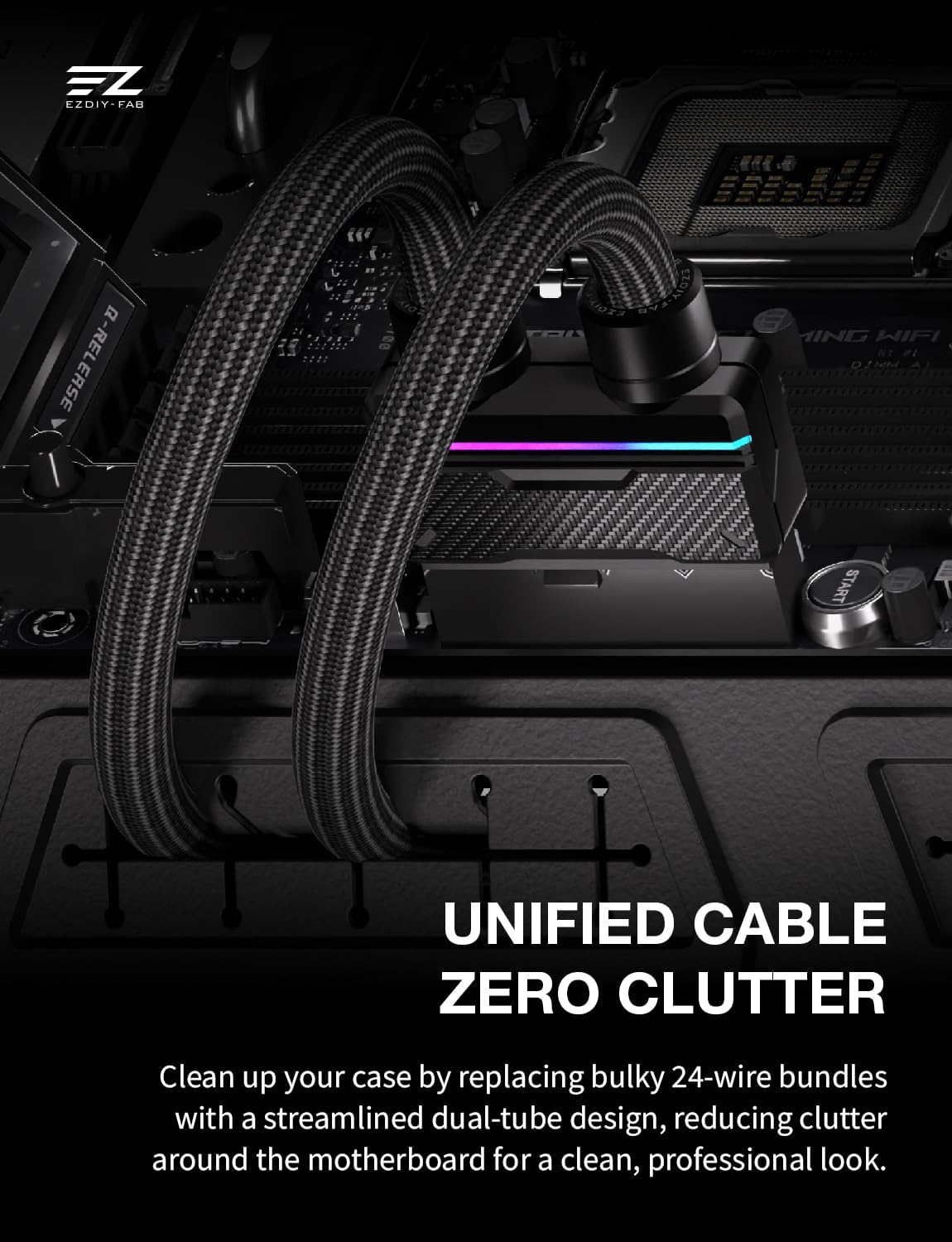 CABLE EXTENSOR DE FUENTE DE PODER EZDIY-FAB UNIFAS ARGB 24-PIN NEGRO - 2