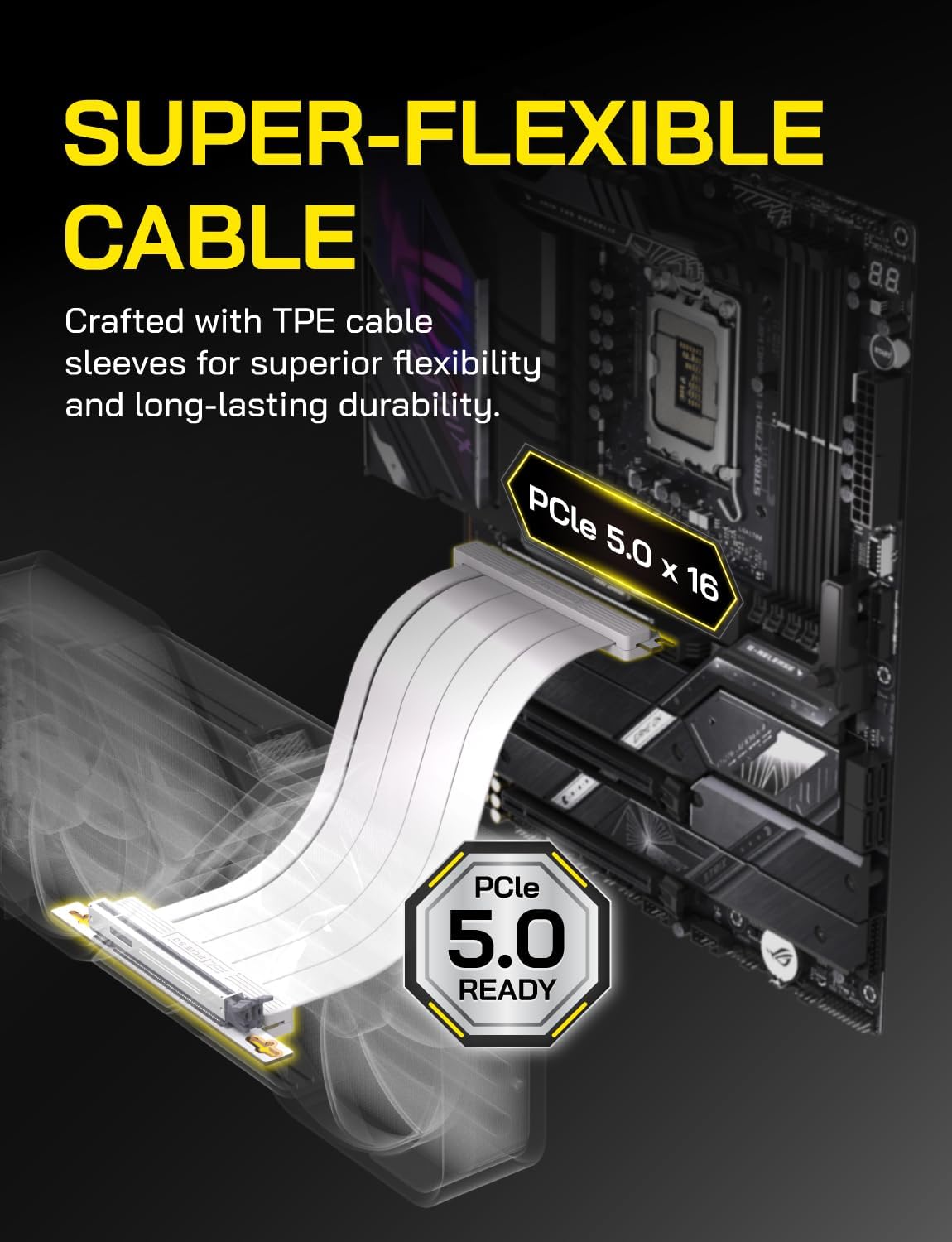 CABLE RISER PCIE 5.0 EZDIY-FAB GEN5 GPU EXTENDER 20CM ÁNGULO RECTO BLANCO - 2