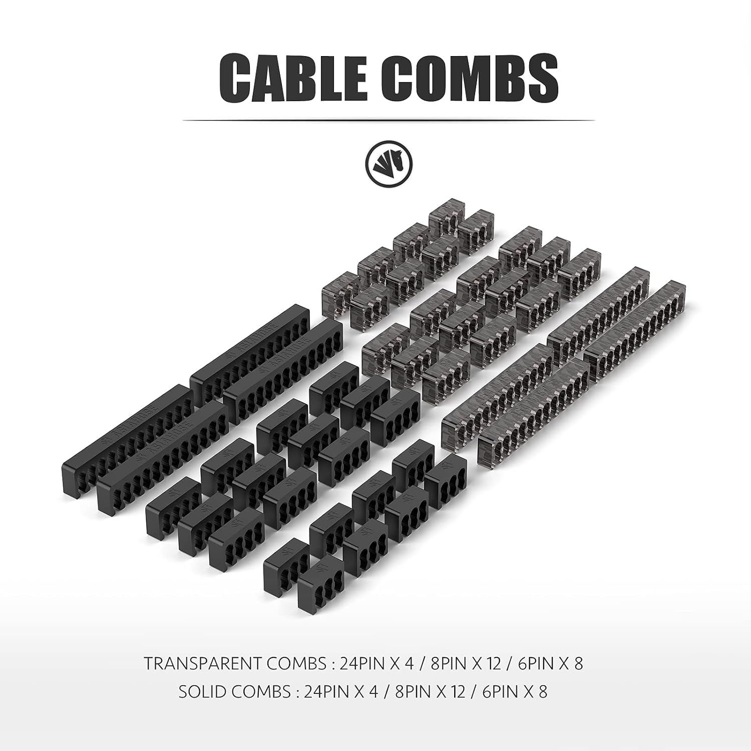 CABLE DE EXTENSIÓN PSU ASIAHORSE 18AWG 30CM NEGRO Y BLANCO CON KIT DE PEINES 24P/8P A 6+2P/8P A 4+4P - 3