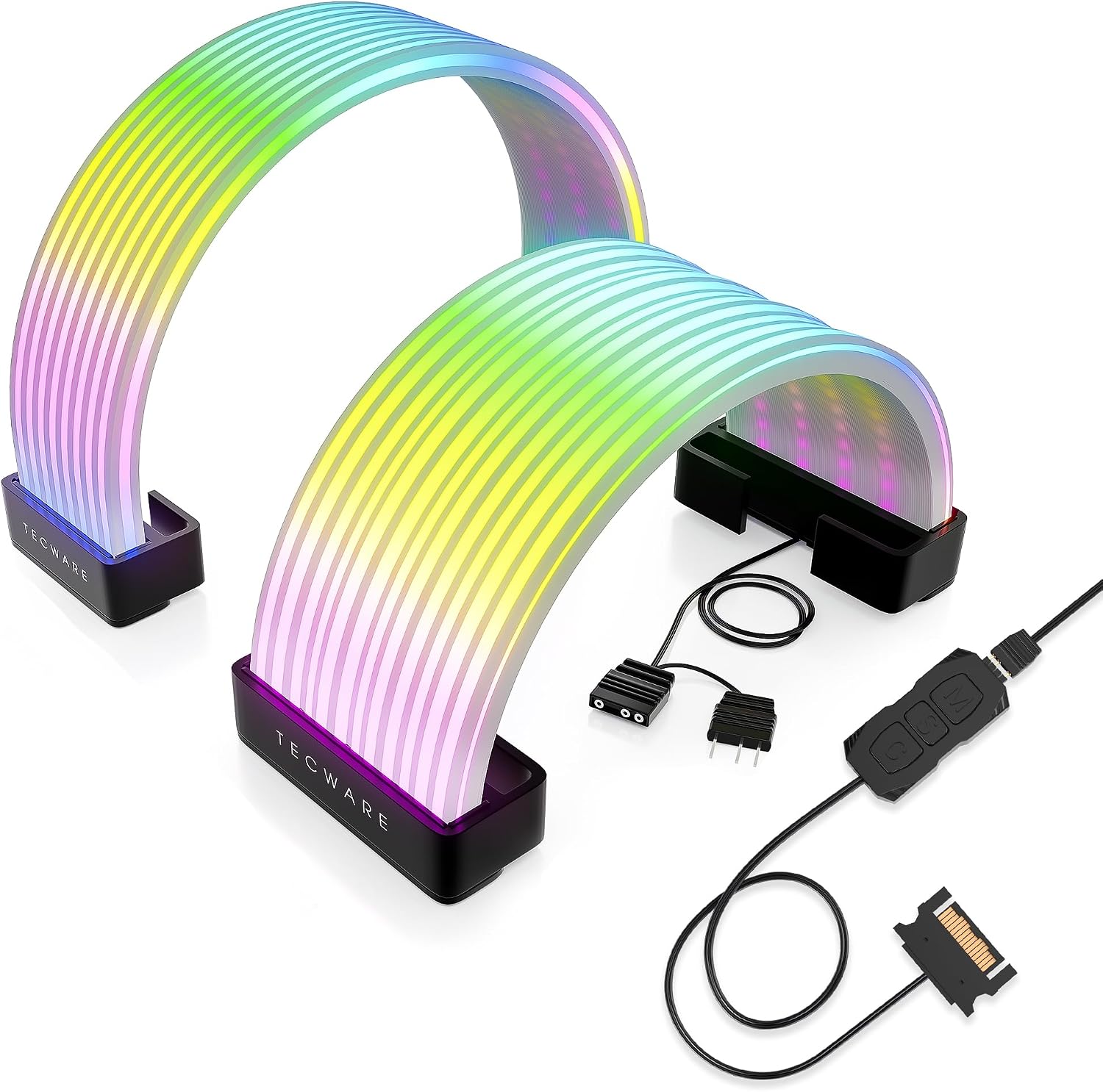 KIT DE CUBIERTAS PARA CABLES FLEX RGB TECWARE COMPATIBLE CON MOTHERBOARD 24 PINES Y GPU 8/16 PINES - 1