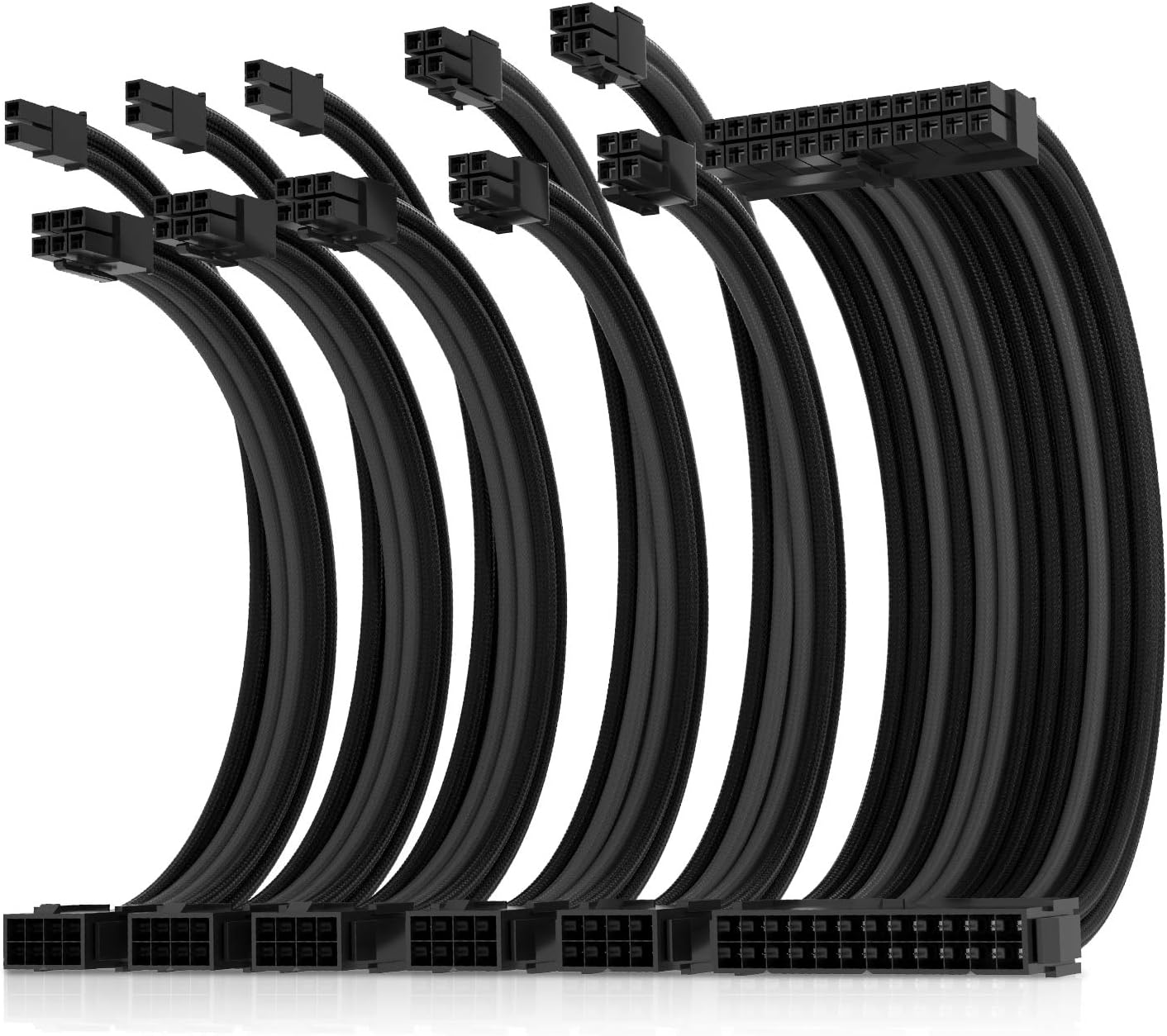 CABLE EXTENSOR PARA FUENTE DE PODER ASIAHORSE KIT 1X24-PIN/ 2X8-PORT (4+4) M/B, 3X8-PORT (6+2) PCI-E 30CM NEGRO - 1