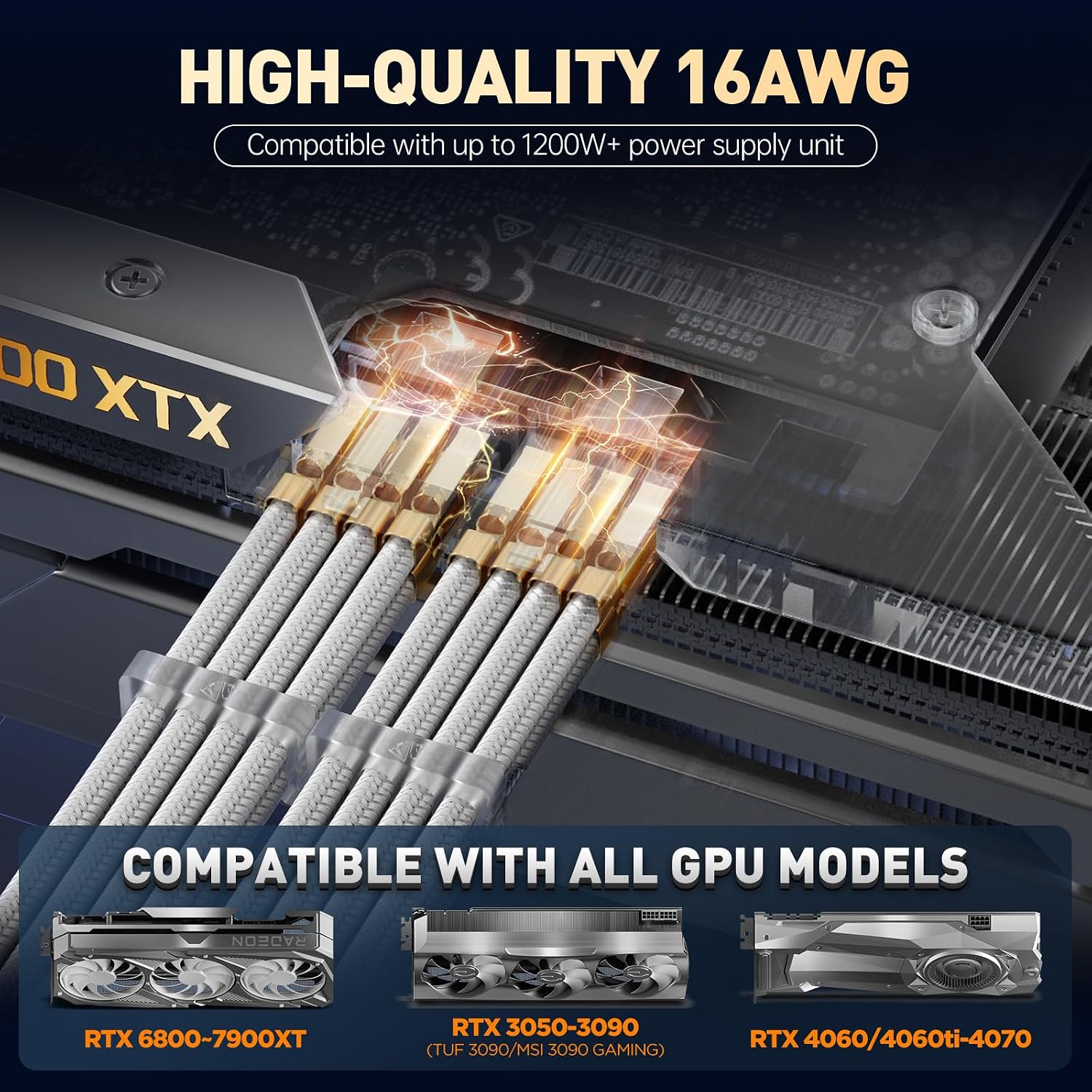KIT DE EXTENSIÓN DE CABLES PSU ASIAHORSE 16AWG 30 CM - 4