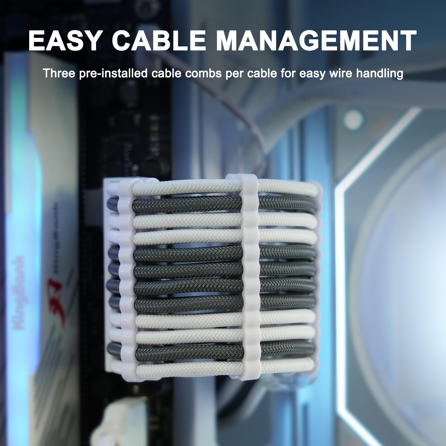 CABLES DE EXTENSIÓN PARA FUENTE DE PODER SIRLYR GRIS/BLANCO 24/8 PINES CON PEINES PREINSTALADOS - 4