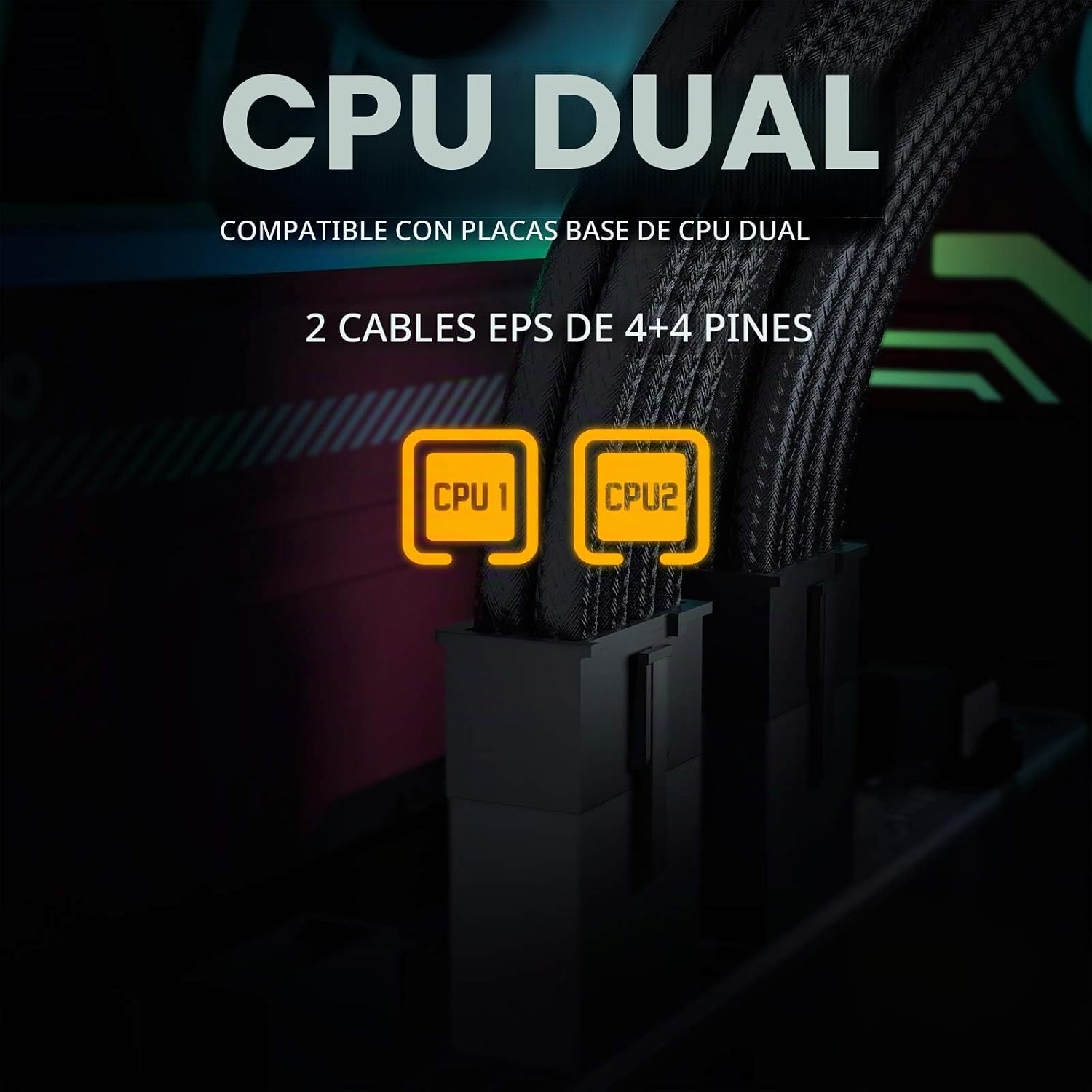 CABLE EXTENSOR PARA FUENTE DE PODER ASIAHORSE 16AWG KIT 1X24-PIN/2X8-PIN (4+4) M/B, 3X8-PIN (6+2) PCI-E 30CM NEGRO - 3