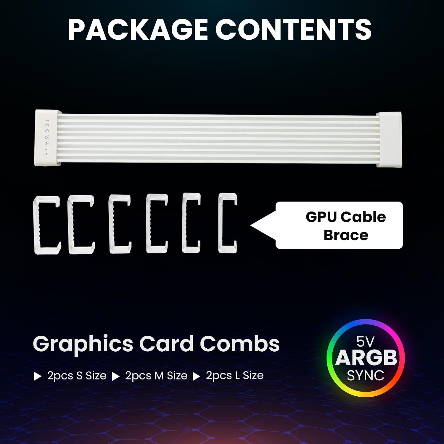 KIT DE ILUMINACIÓN RGB PARA CABLES TECWARE FLEX COMPATIBLE CON 2X8-PIN Y SATA DONGLE BLANCO - 3