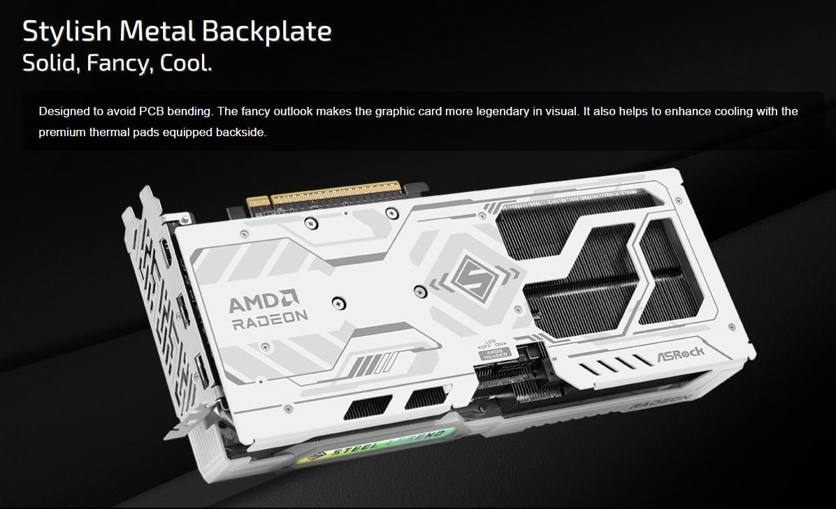 TARJETA DE VIDEO ASROCK RADEON RX 9060 XT STEEL LEGEND 8GB GDDR6 OC - 4