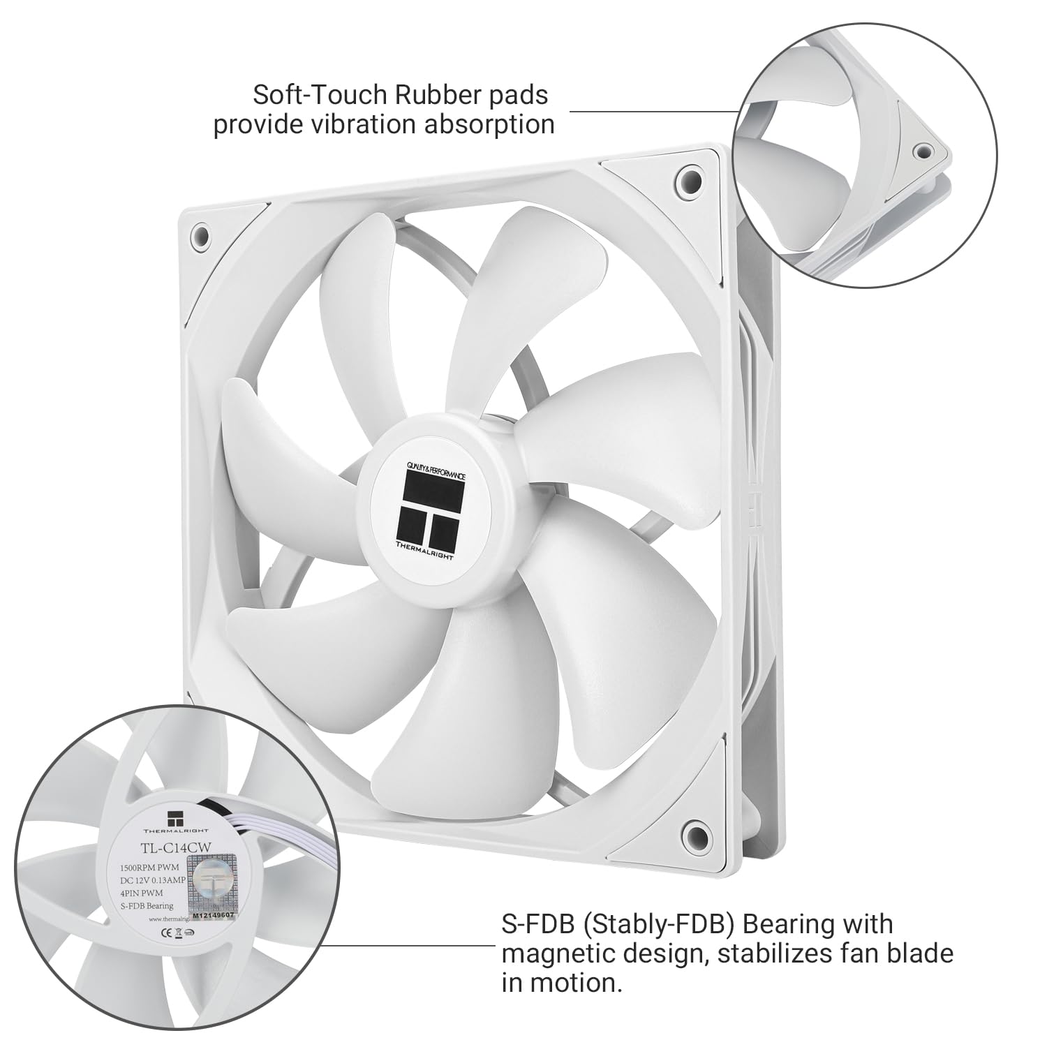 VENTILADOR PARA CPU THERMALRIGHT TL-C14CW 140MM PWM BLANCO - 4
