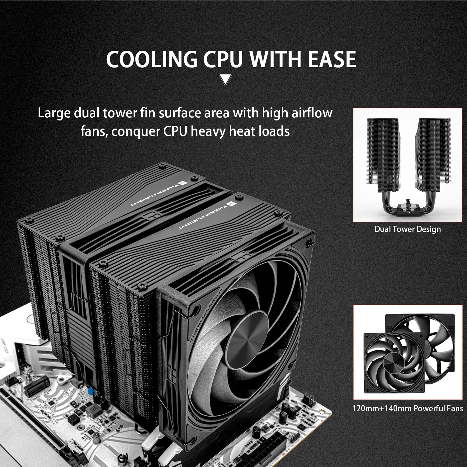 ENFRIADOR DE CPU THERMALRIGHT PHANTOM SPIRIT 140 BLACK 7 HEAT PIPES - 2