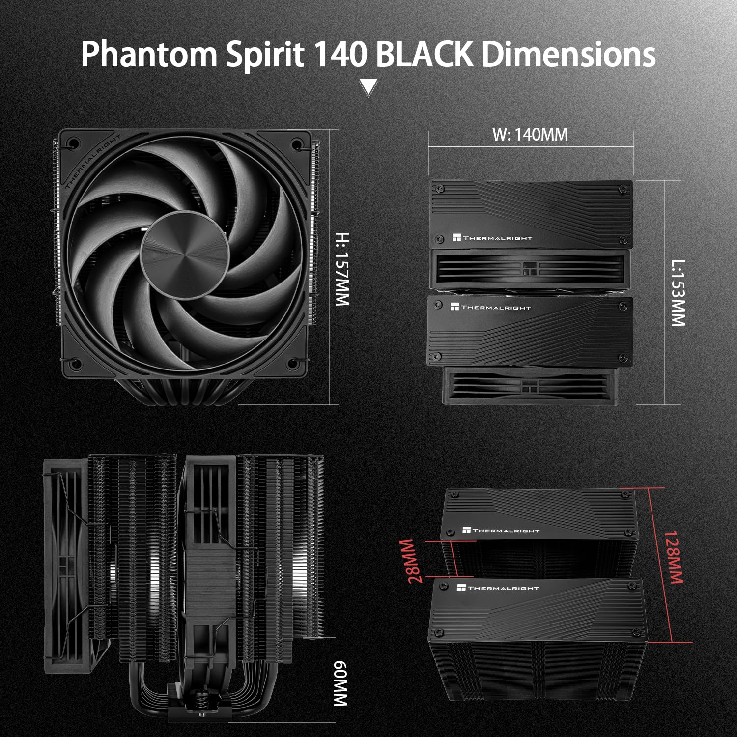 ENFRIADOR DE CPU THERMALRIGHT PHANTOM SPIRIT 140 BLACK 7 HEAT PIPES - 5