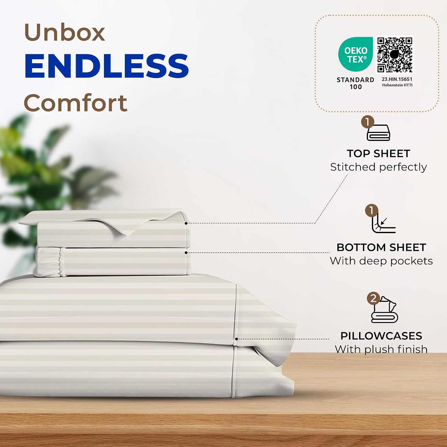 JUEGO DE SÁBANAS THREAD SPREAD EGYPTIAN COTTON KING SIZE 4 PIEZAS MARFIL CON BOLSILLO PROFUNDO 16' - 3