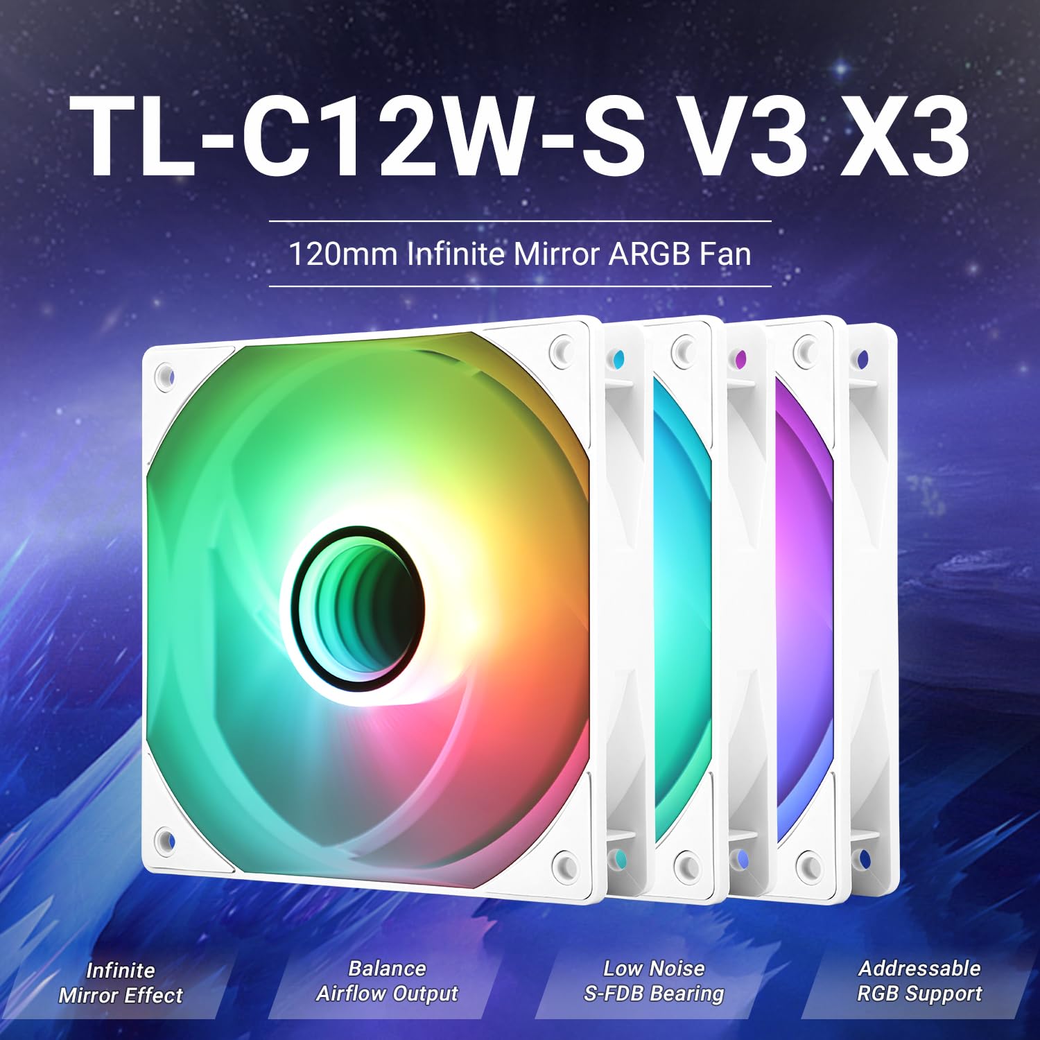 VENTILADOR PARA PC THERMALRIGHT TL-C12W-S V3 120MM ARGB X3 BLANCO - 2