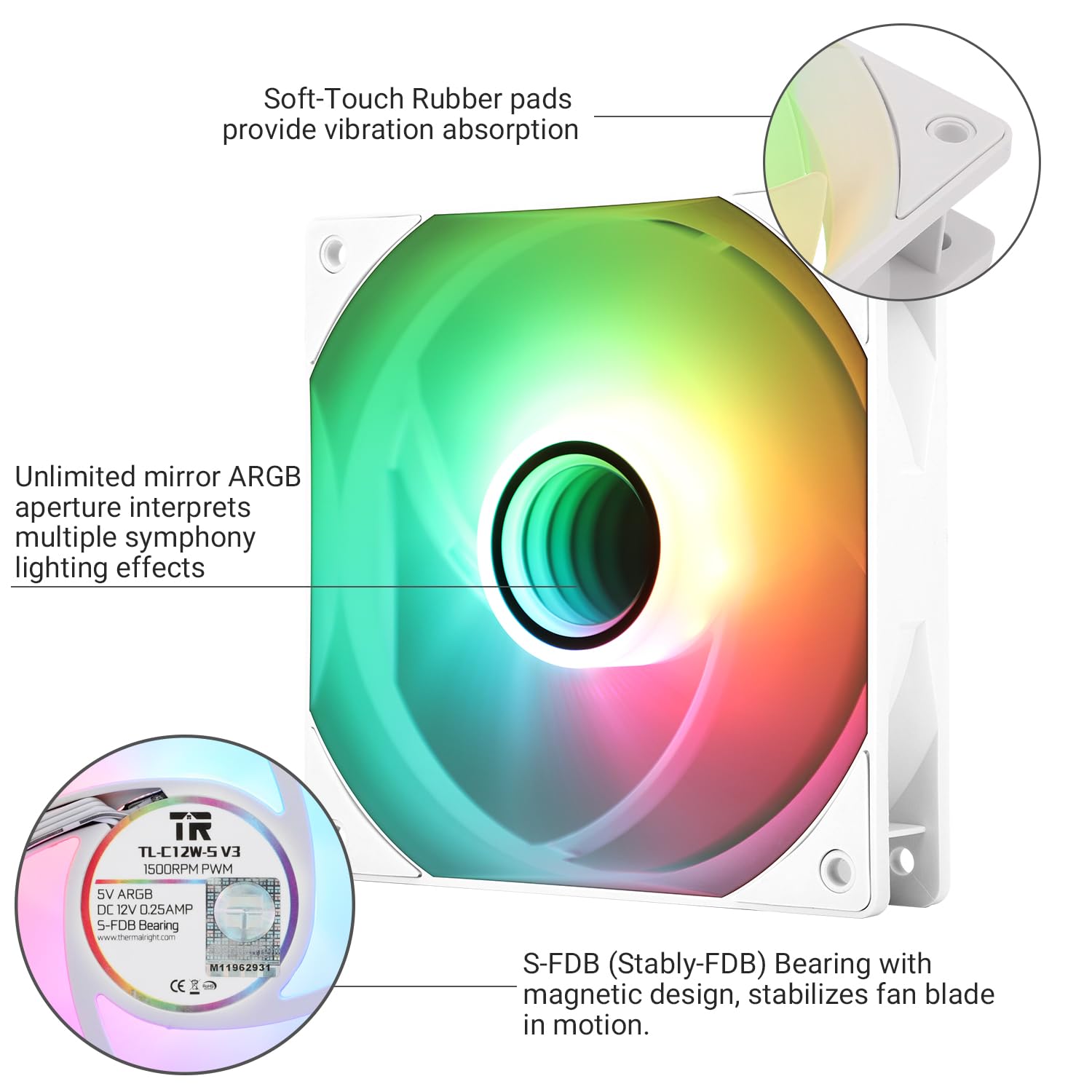 VENTILADOR PARA PC THERMALRIGHT TL-C12W-S V3 120MM ARGB X3 BLANCO - 4