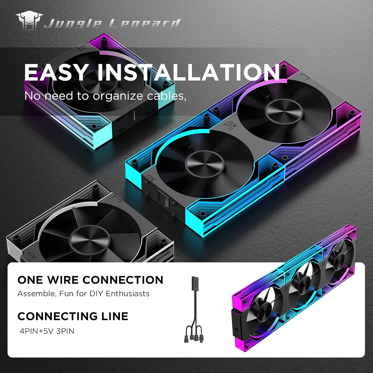 COOLER PARA PC JUNGLE LEOPARD INTERSTELLAR V3 120MM RGB PWM 3 UNIDADES NEGRO - 2