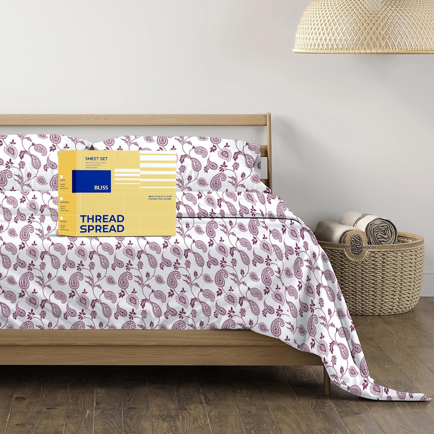 JUEGO DE SÁBANAS THREAD SPREAD EGYPTIAN COTTON KING SIZE 4 PIEZAS DISEÑO PAISLEY - 1