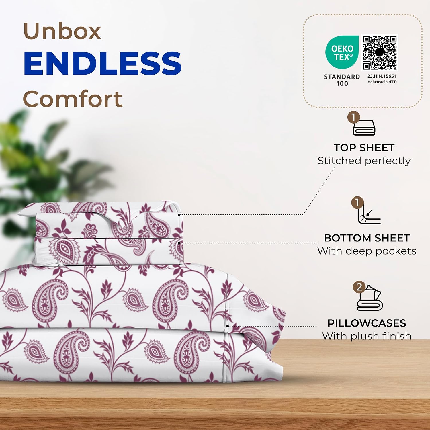 JUEGO DE SÁBANAS THREAD SPREAD EGYPTIAN COTTON KING SIZE 4 PIEZAS DISEÑO PAISLEY - 3
