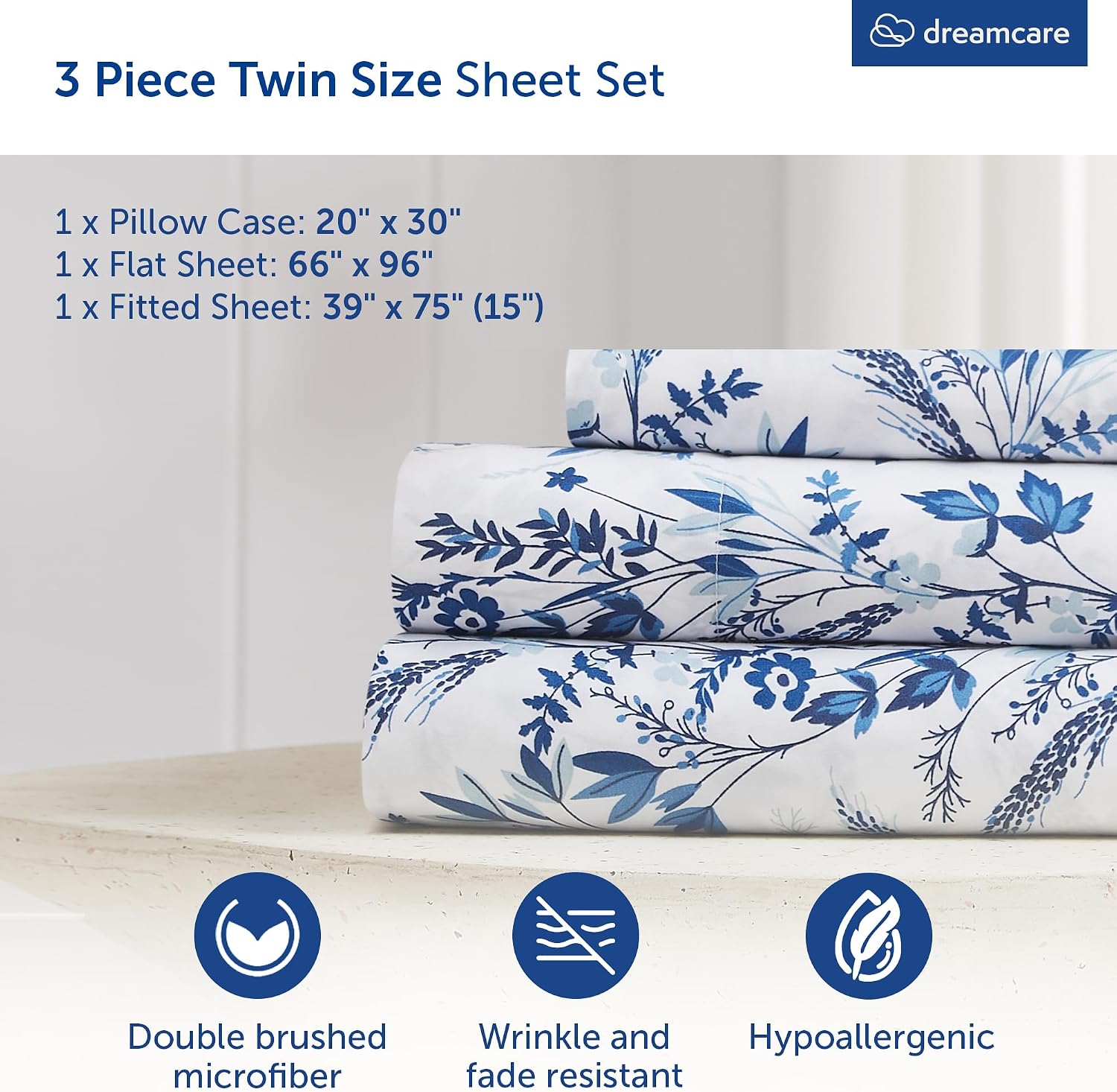 JUEGO DE SÁBANAS DREAMCARE TWIN 3 PIEZAS REFRESCANTES - 3
