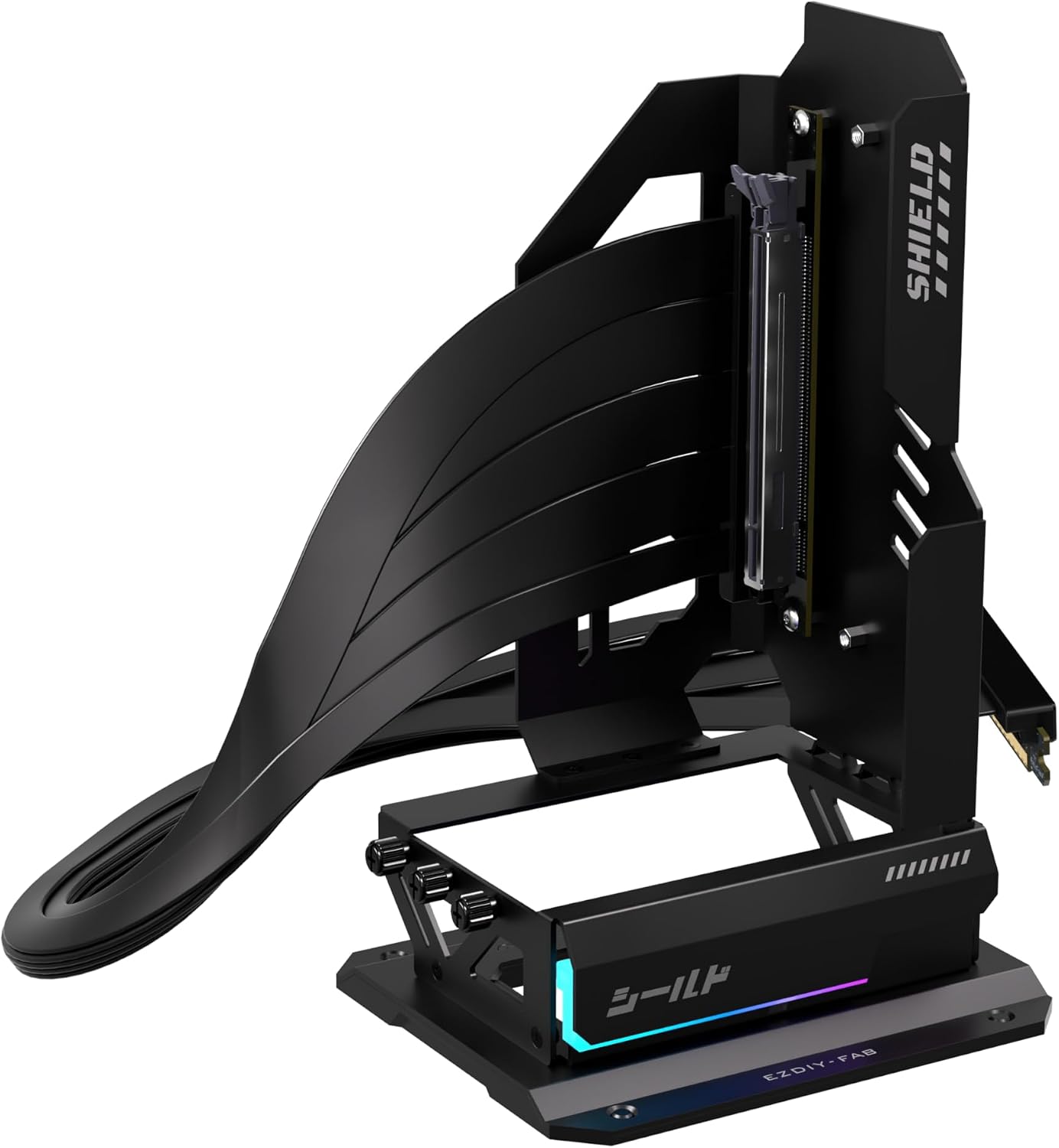 SOPORTE VERTICAL PARA GPU EZDIY-FAB SHIELD ARGB CON CABLE RISER PCIE 5.0 600MM NEGRO - 1