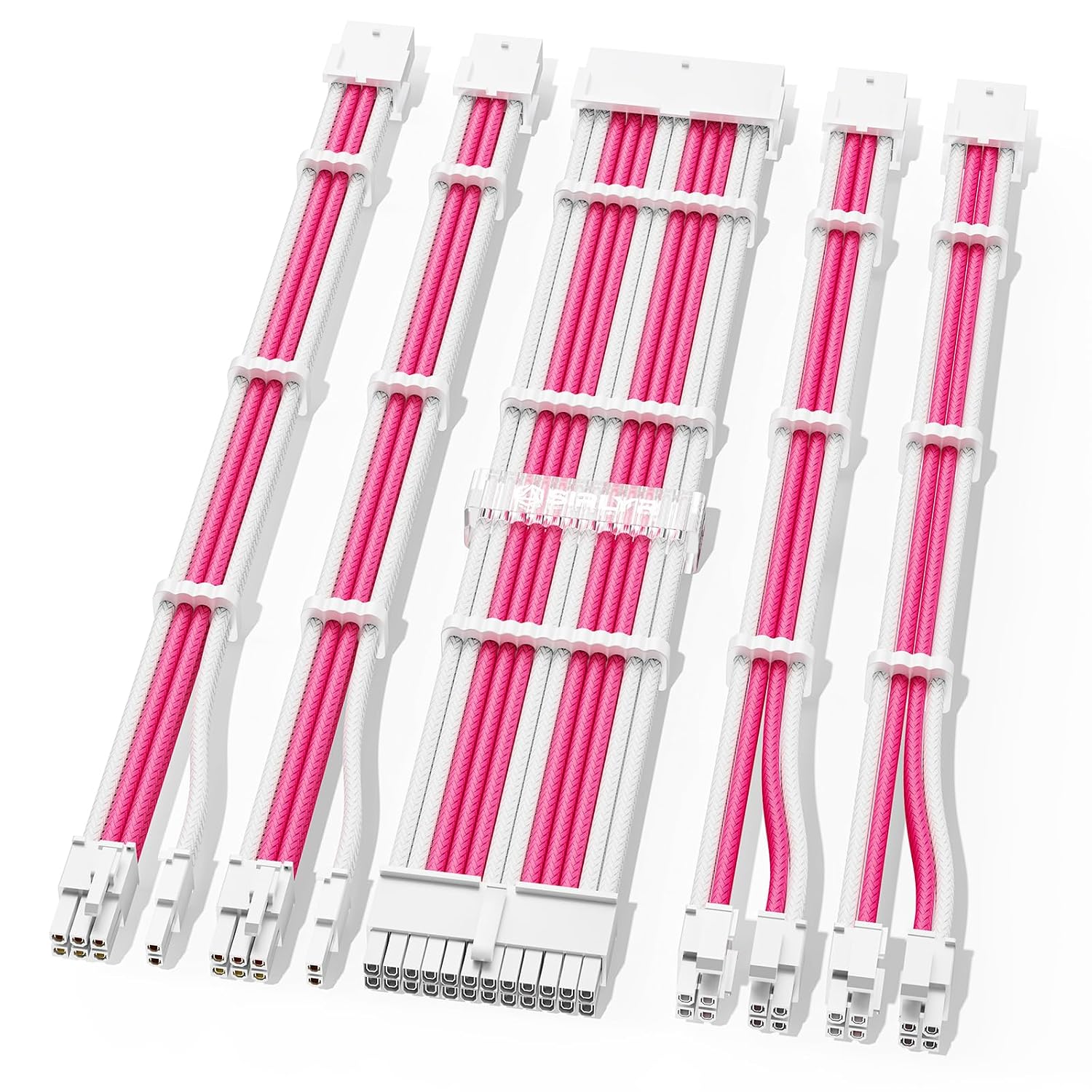KIT DE EXTENSIÓN DE FUENTE DE PODER SIRLYR 5 PIEZAS ROSA/BLANCO - 1