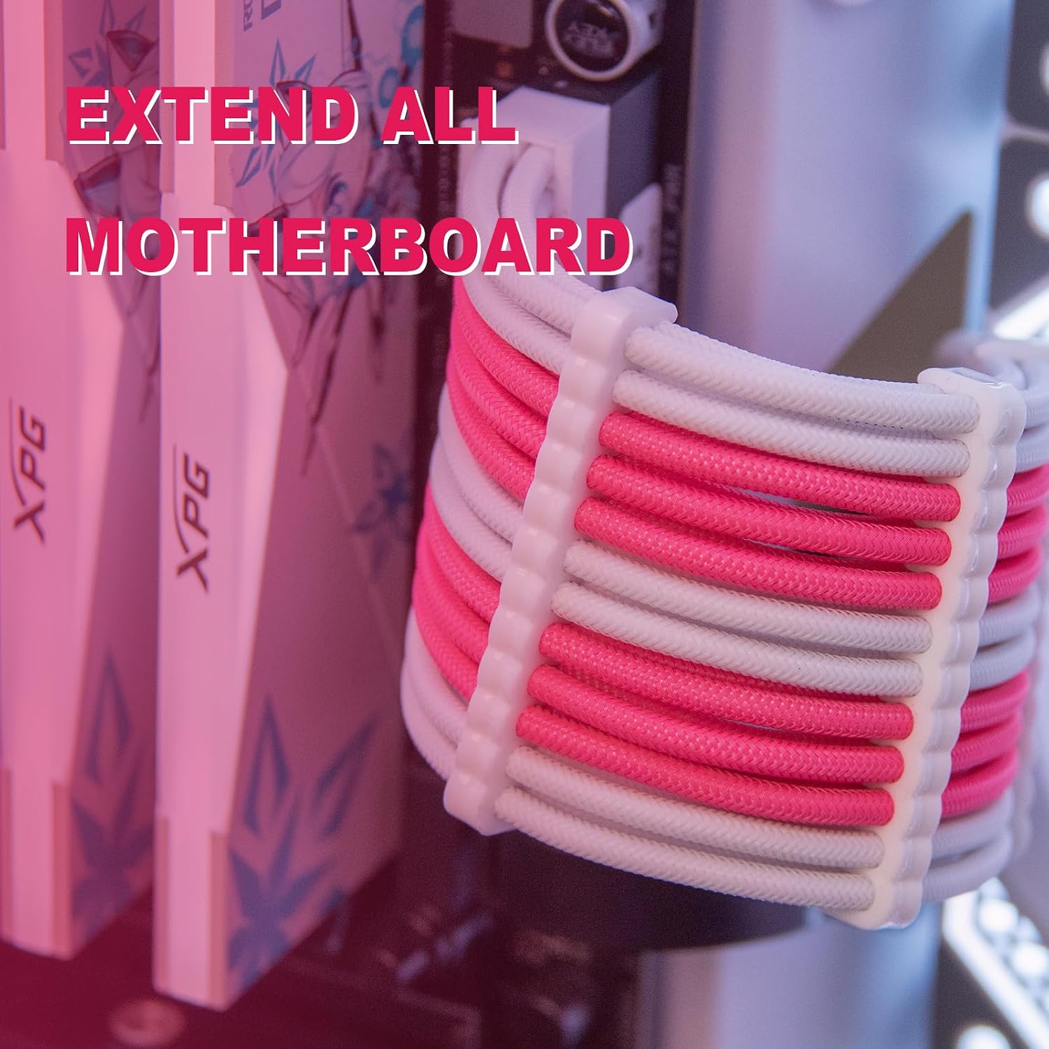 KIT DE EXTENSIÓN DE FUENTE DE PODER SIRLYR 5 PIEZAS ROSA/BLANCO - 2