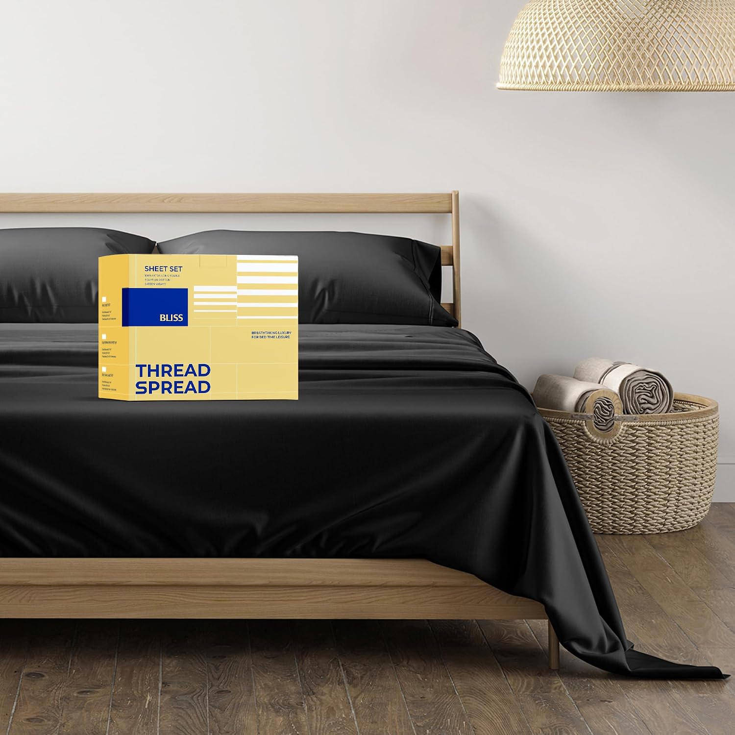 JUEGO DE SÁBANAS THREAD SPREAD EGYPTIAN COTTON KING SIZE 4 PIEZAS NEGRO - 1