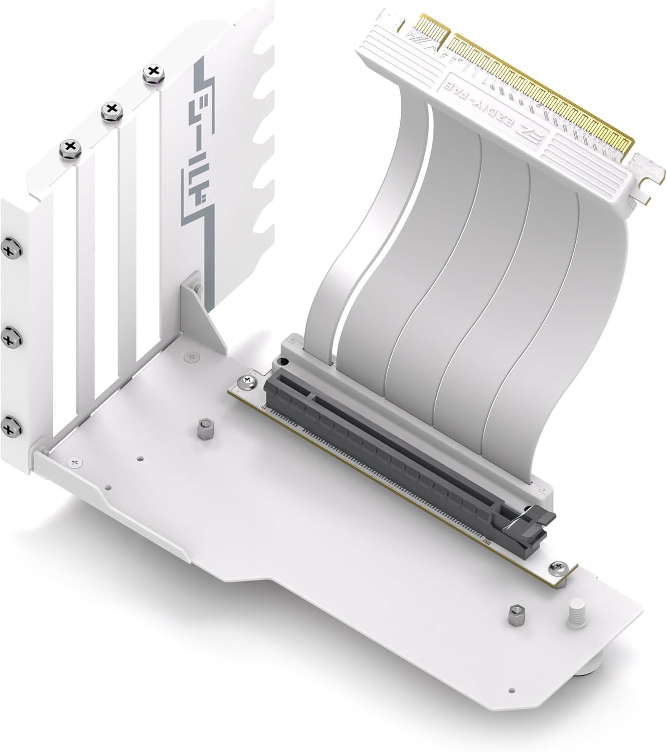 MONTURA VERTICAL PARA GPU EZDIY-FAB SHIELD CON CABLE RISER PCIE 4.0 DE 115MM BLANCO - 1