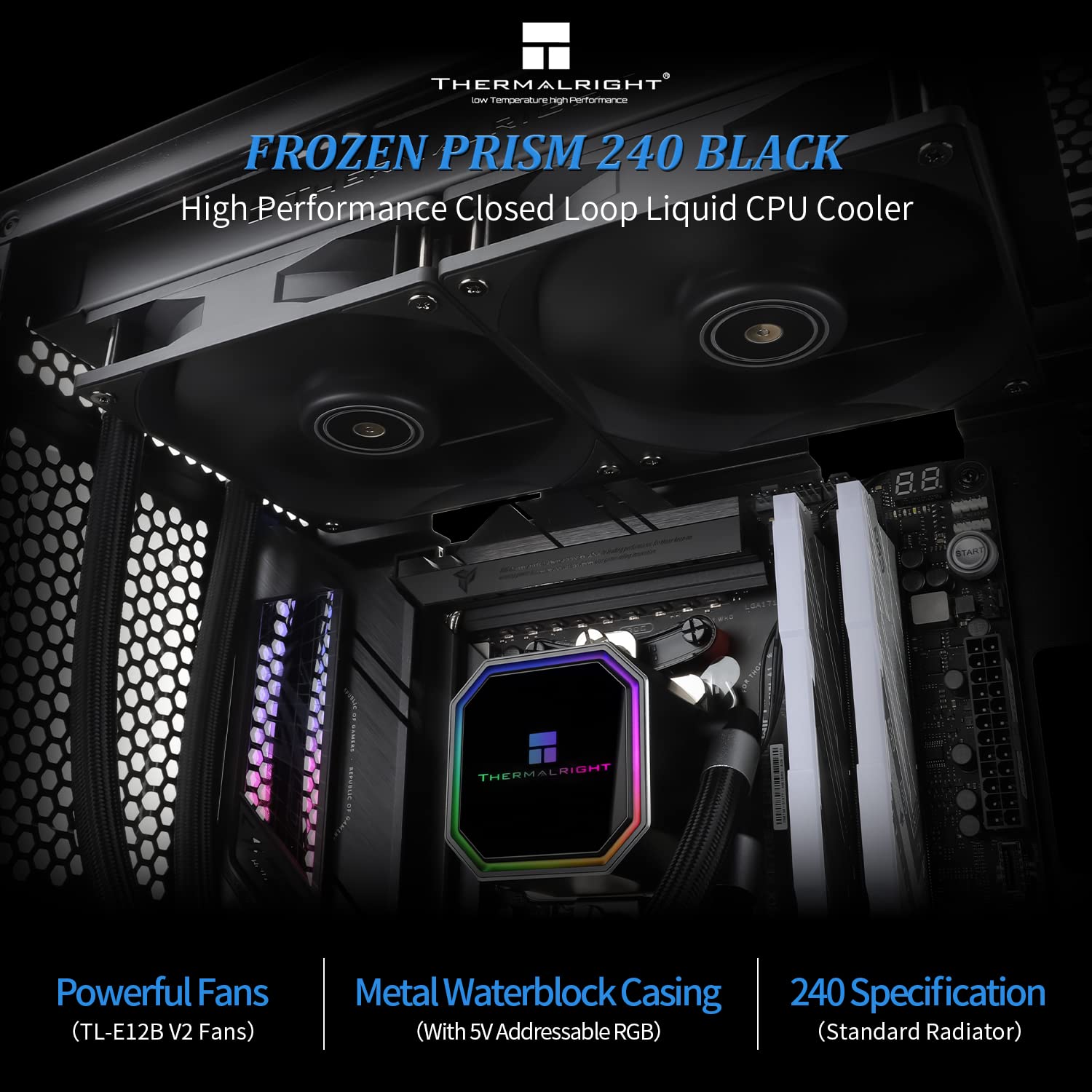 REFRIGERACIÓN LÍQUIDA PARA CPU THERMALRIGHT FROZEN PRISM 240 BLACK CON VENTILADOR PWM 120MM - 2