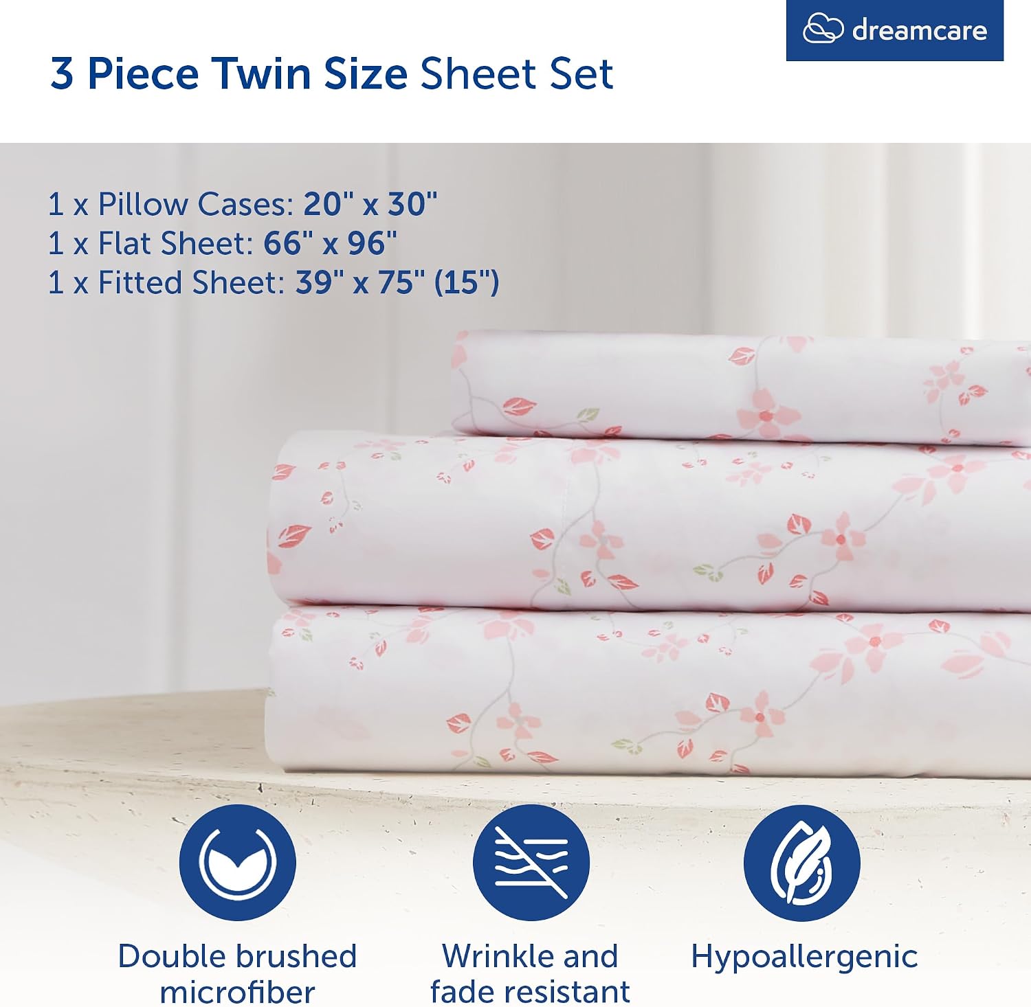 JUEGO DE SÁBANAS DREAMCARE TWIN 3 PIEZAS REFRESCANTES Y TRANSPIRABLES - 3