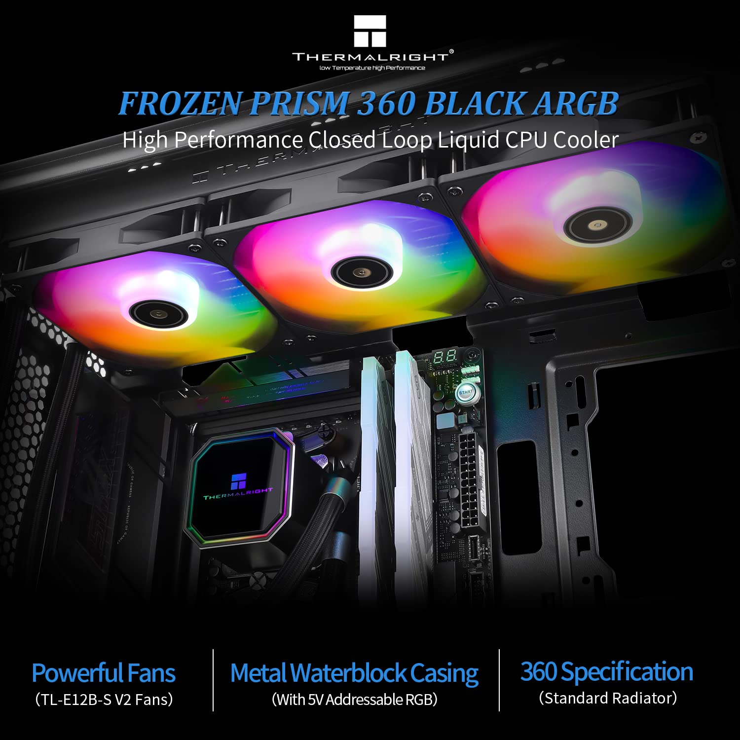 ENFRIADOR LÍQUIDO PARA CPU THERMALRIGHT FROZEN PRISM 360 BLACK ARGB - 2