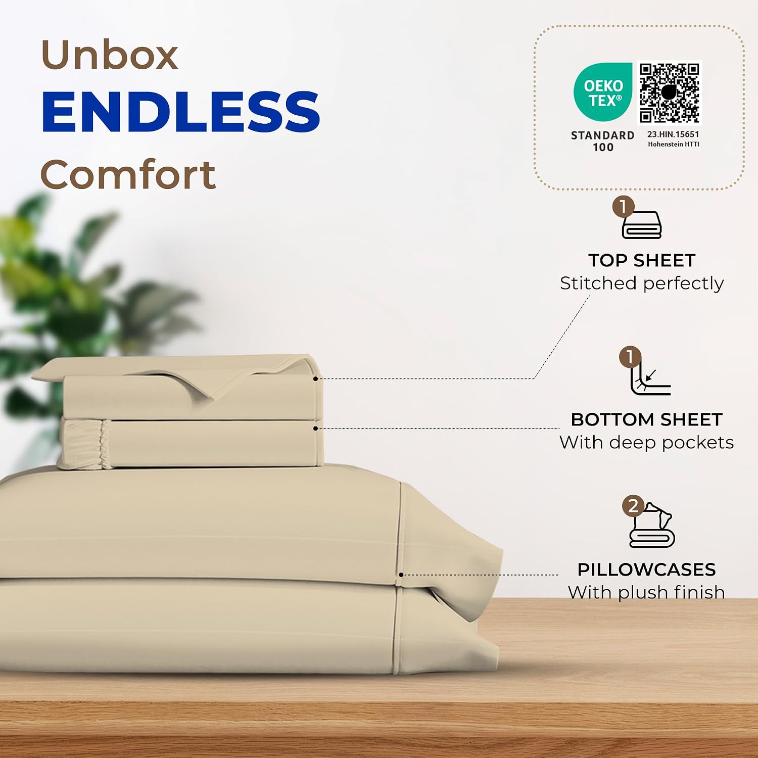 JUEGO DE SÁBANAS THREAD SPREAD EGYPTIAN COTTON KING SIZE 4 PIEZAS SAND - 3