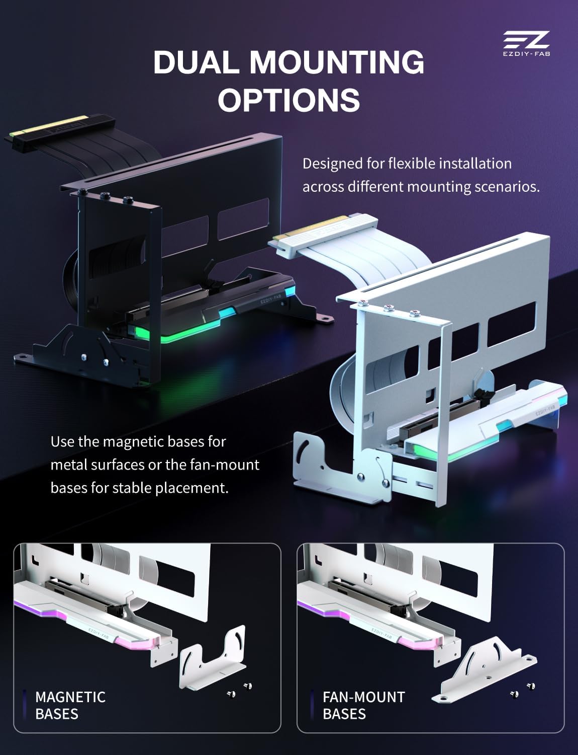 KIT DE MONTAJE VERTICAL PARA GPU EZDIY-FAB AH18 PCIE 5.0 ARGB BLANCO - 5