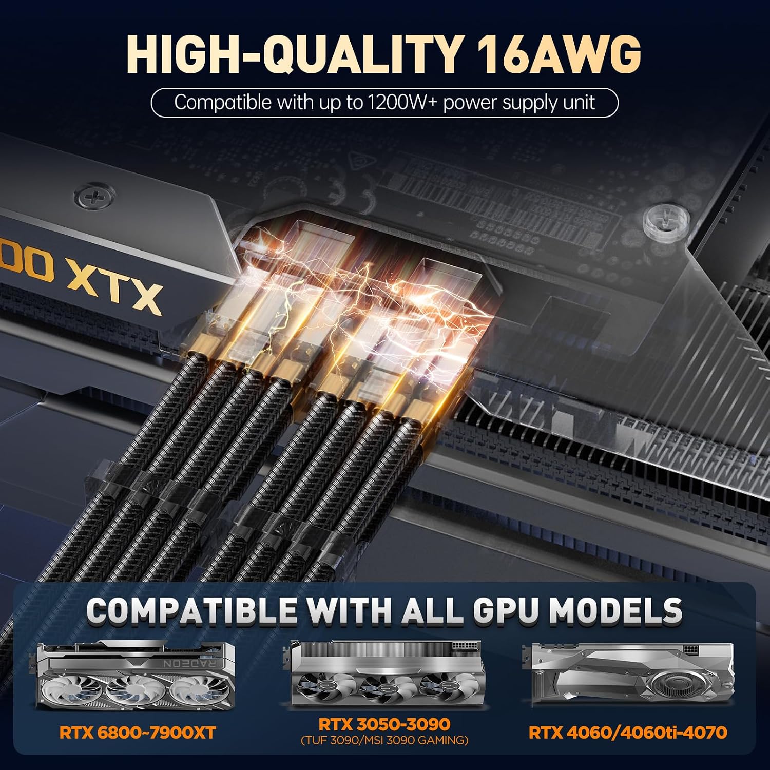 KIT DE EXTENSIÓN DE CABLES PSU ASIAHORSE 16AWG 30 CM - 4
