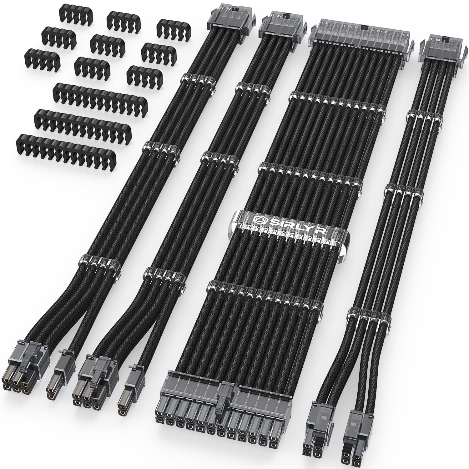 KIT DE CABLES DE EXTENSIÓN PARA FUENTE DE PODER SIRLYR 16AWG NEGRO - 1