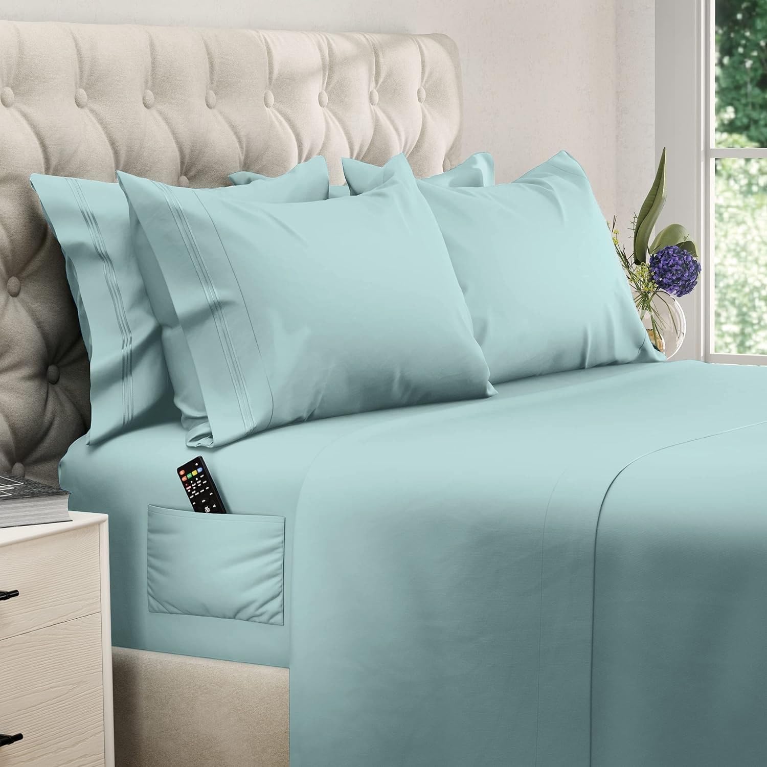 JUEGO DE SÁBANAS KING SIZE DREAMCARE 6 PIEZAS MICROFIBRA - 1