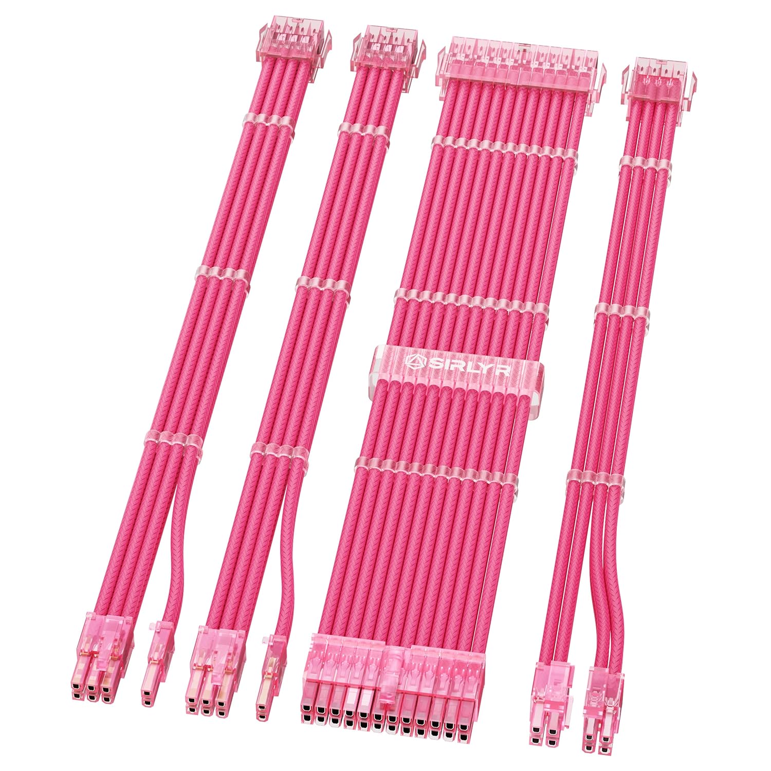 KIT DE EXTENSIÓN DE CABLES PSU SIRLYR PINK 24PIN/8PIN EPS/GPU 4 PIEZAS - 1