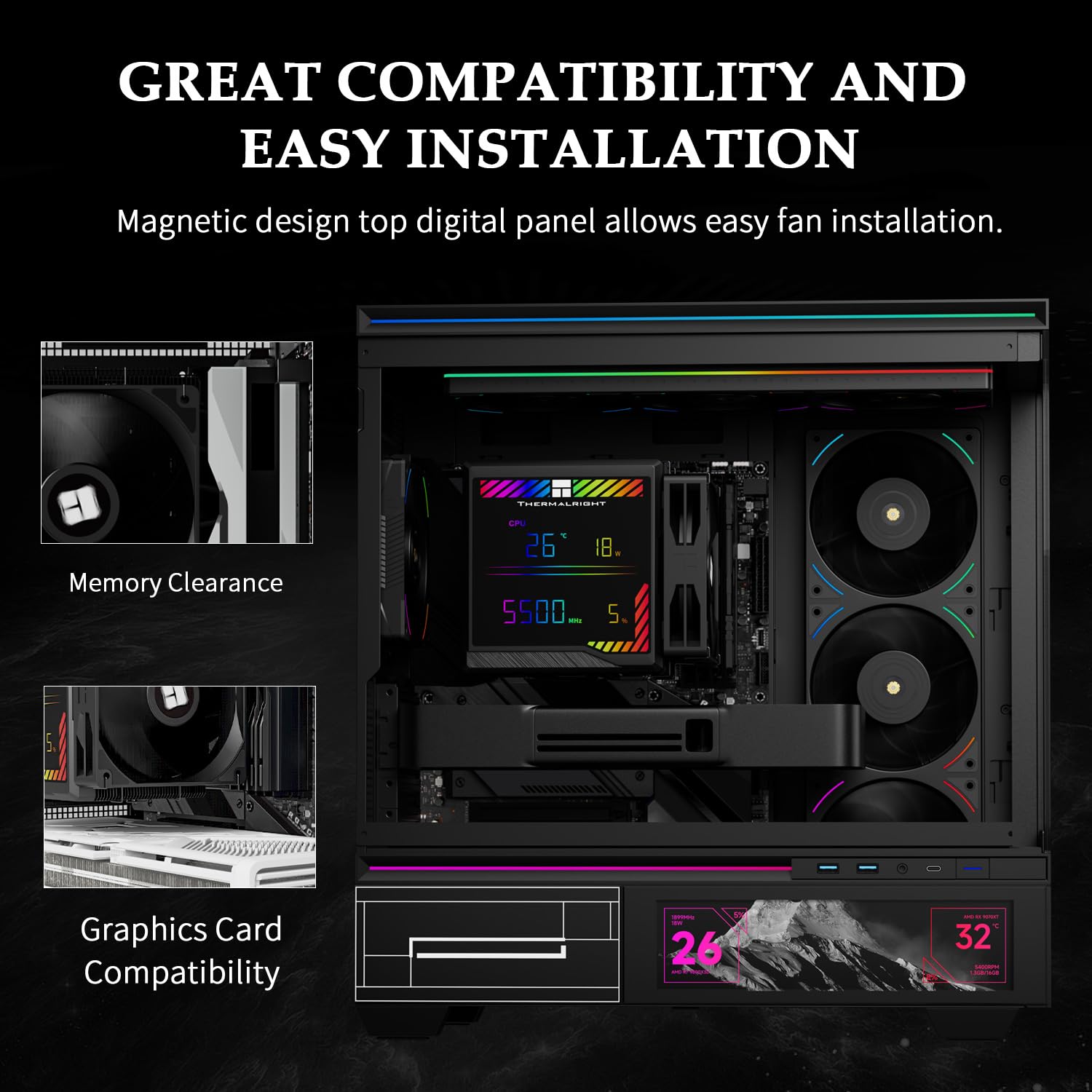 ENFRIADOR DE CPU THERMALRIGHT PEERLESS ASSASSIN 140 DIGITAL BLACK CON PANTALLA DIGITAL - 5