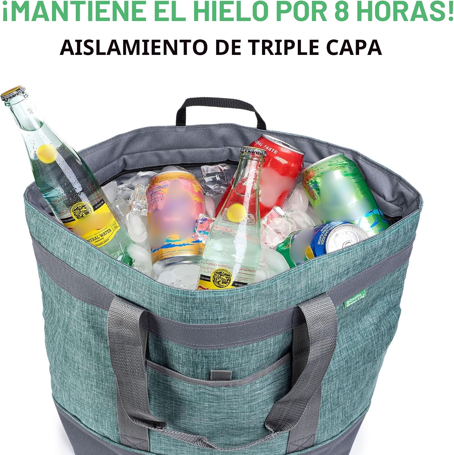 BOLSO TÉRMICO JUMBO CREATIVE GREEN LIFE 30 L VERDE - 3