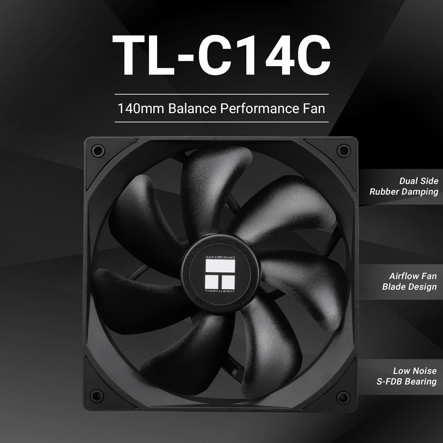 VENTILADOR PARA CPU THERMALRIGHT TL-C14C 140MM PWM NEGRO - 2