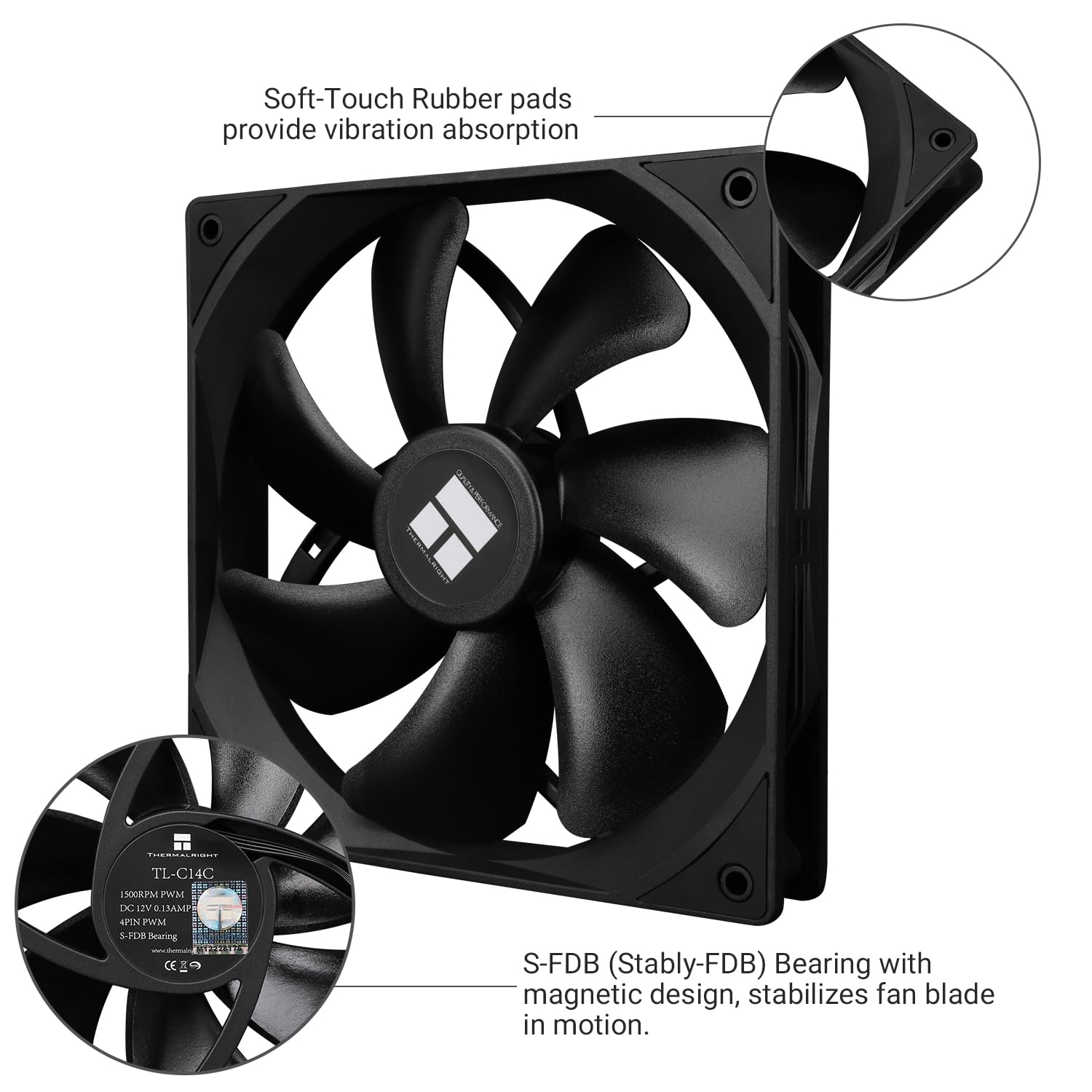 VENTILADOR PARA CPU THERMALRIGHT TL-C14C 140MM PWM NEGRO - 4