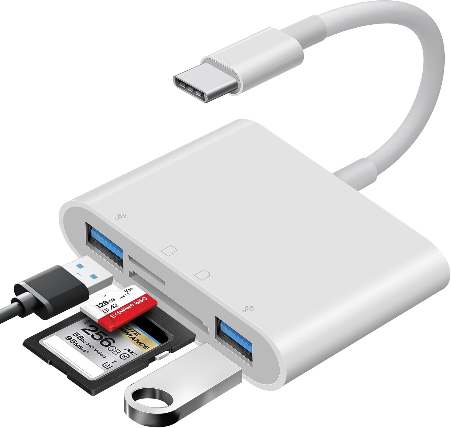 LECTOR DE TARJETAS SD USB C WNXSLOAD 4 EN 1 CON RANURAS DUALES Y PUERTOS USB PARA MAC, IPAD Y IPHONE 15 PRO - 1