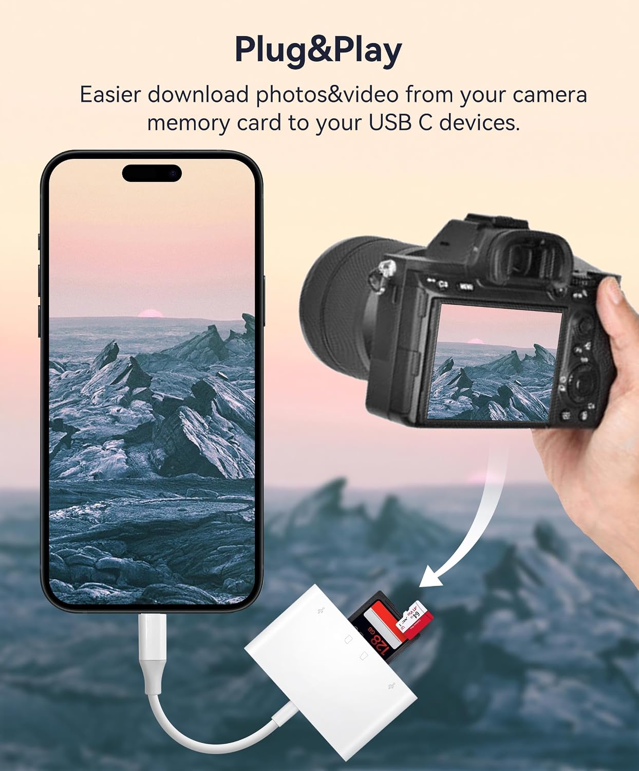 LECTOR DE TARJETAS SD USB C WNXSLOAD 4 EN 1 CON RANURAS DUALES Y PUERTOS USB PARA MAC, IPAD Y IPHONE 15 PRO - 2
