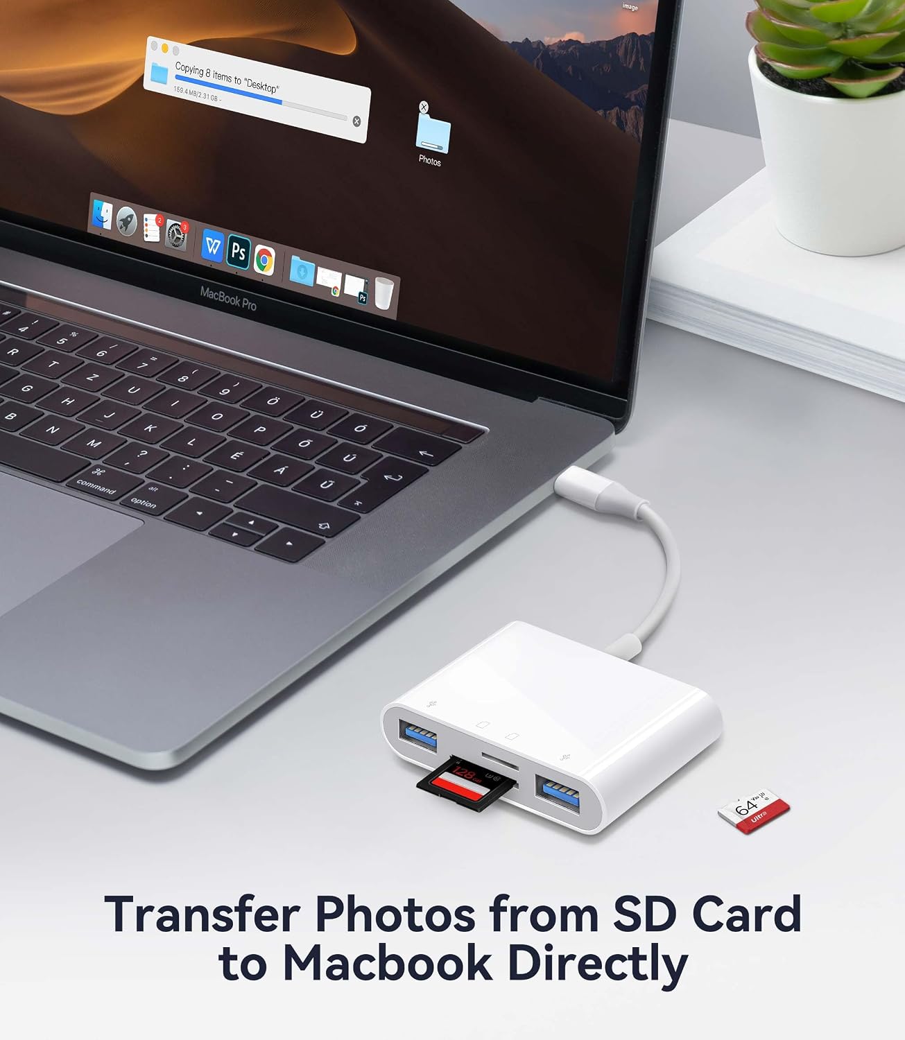 LECTOR DE TARJETAS SD USB C WNXSLOAD 4 EN 1 CON RANURAS DUALES Y PUERTOS USB PARA MAC, IPAD Y IPHONE 15 PRO - 4