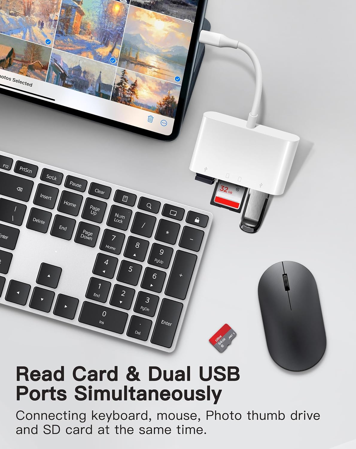 LECTOR DE TARJETAS SD USB C WNXSLOAD 4 EN 1 CON RANURAS DUALES Y PUERTOS USB PARA MAC, IPAD Y IPHONE 15 PRO - 5