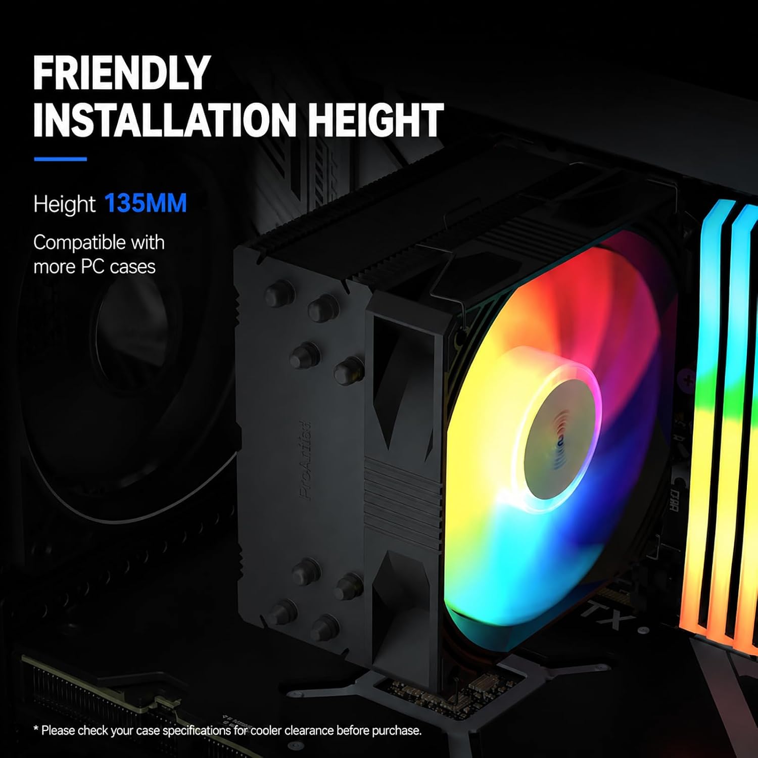 ENFRIADOR DE CPU PROARTIST X400 MAX ARGB 110MM PWM PARA AM5 LGA1700 - 3